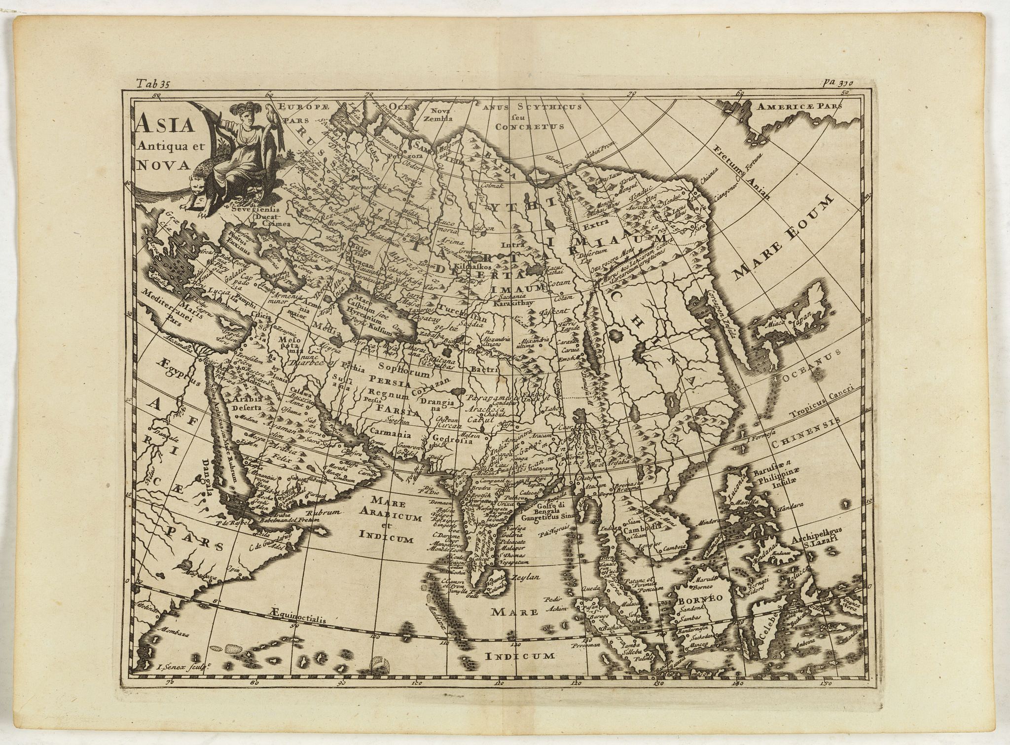 CLUVER, P., Asia Antiqua et Nova., antique map, old maps