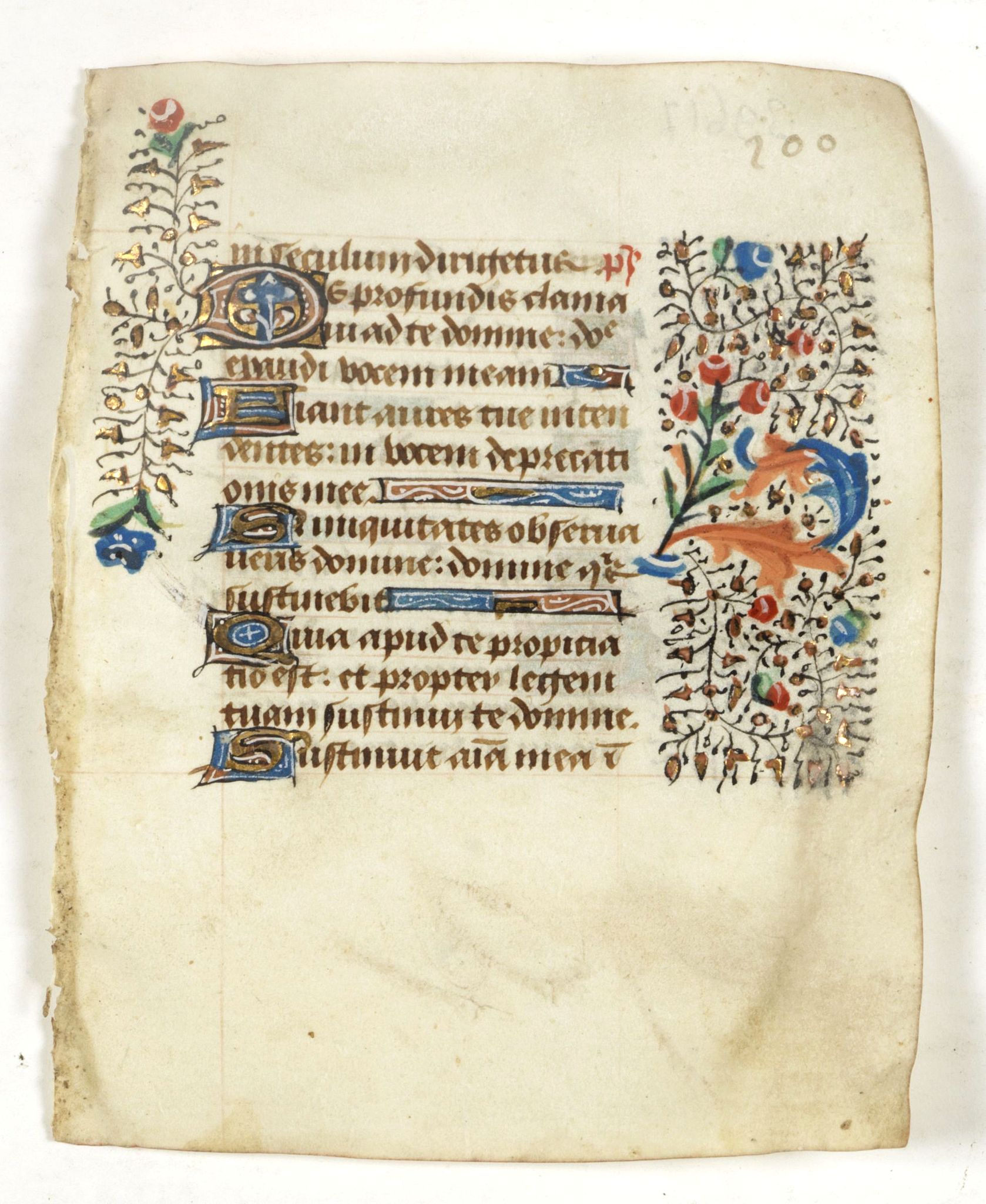 BOOK OF HOURS, Small leaf on vellum from a manuscript Book of Hours., antique map, old maps