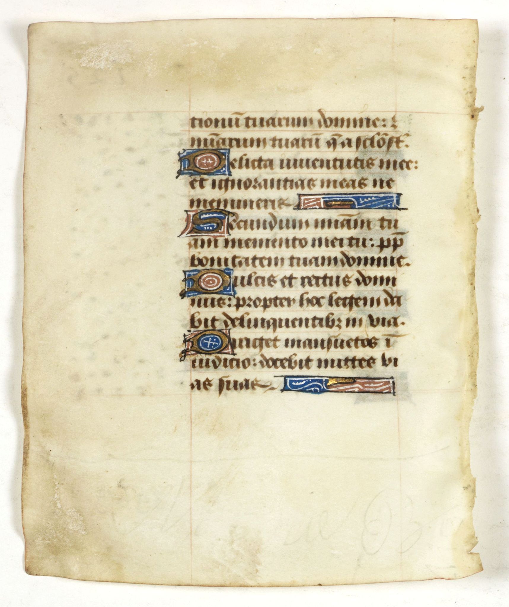 BOOK OF HOURS, Small leaf on vellum from a manuscript Book of Hours., antique map, old maps