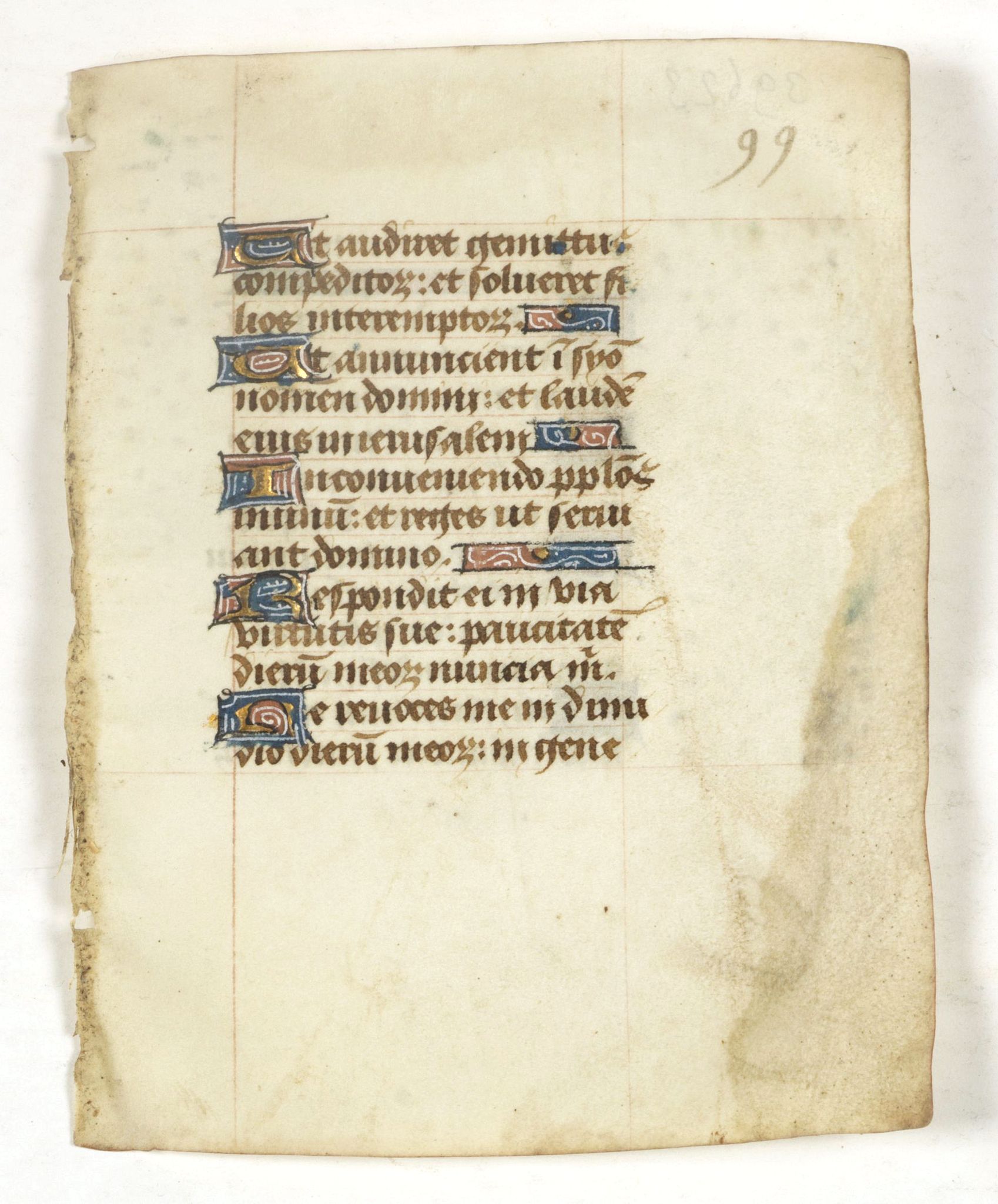 BOOK OF HOURS, Small leaf on vellum from a manuscript Book of Hours., antique map, old maps