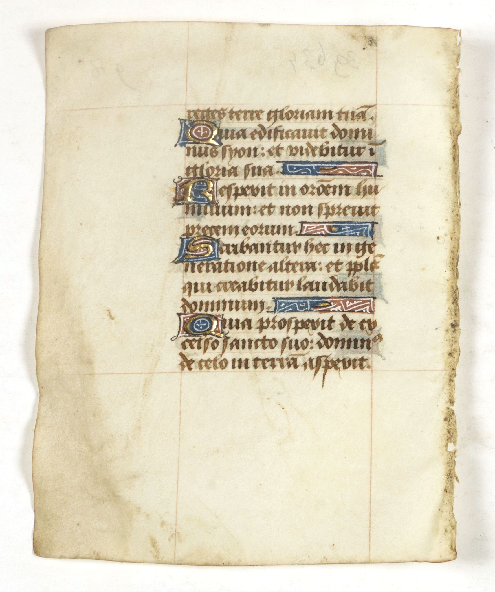 BOOK OF HOURS, Small leaf on vellum from a manuscript Book of Hours., antique map, old maps