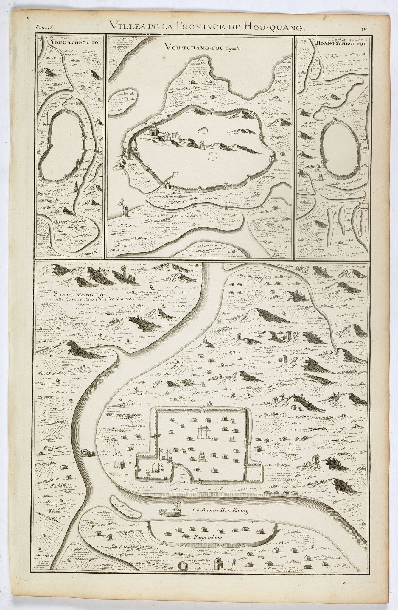 ANVILLE, J.B.D', Villes de la province de Hou-Quang., antique map, old maps