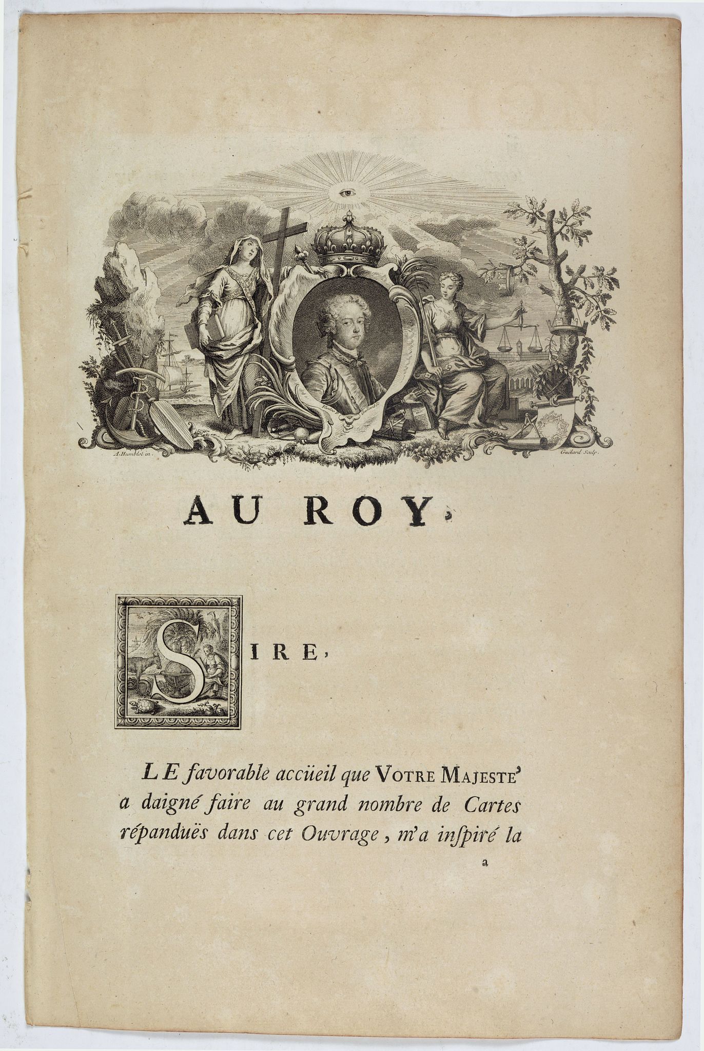 ANVILLE, J.B.D', Dedication page to the King of France., antique map, old maps