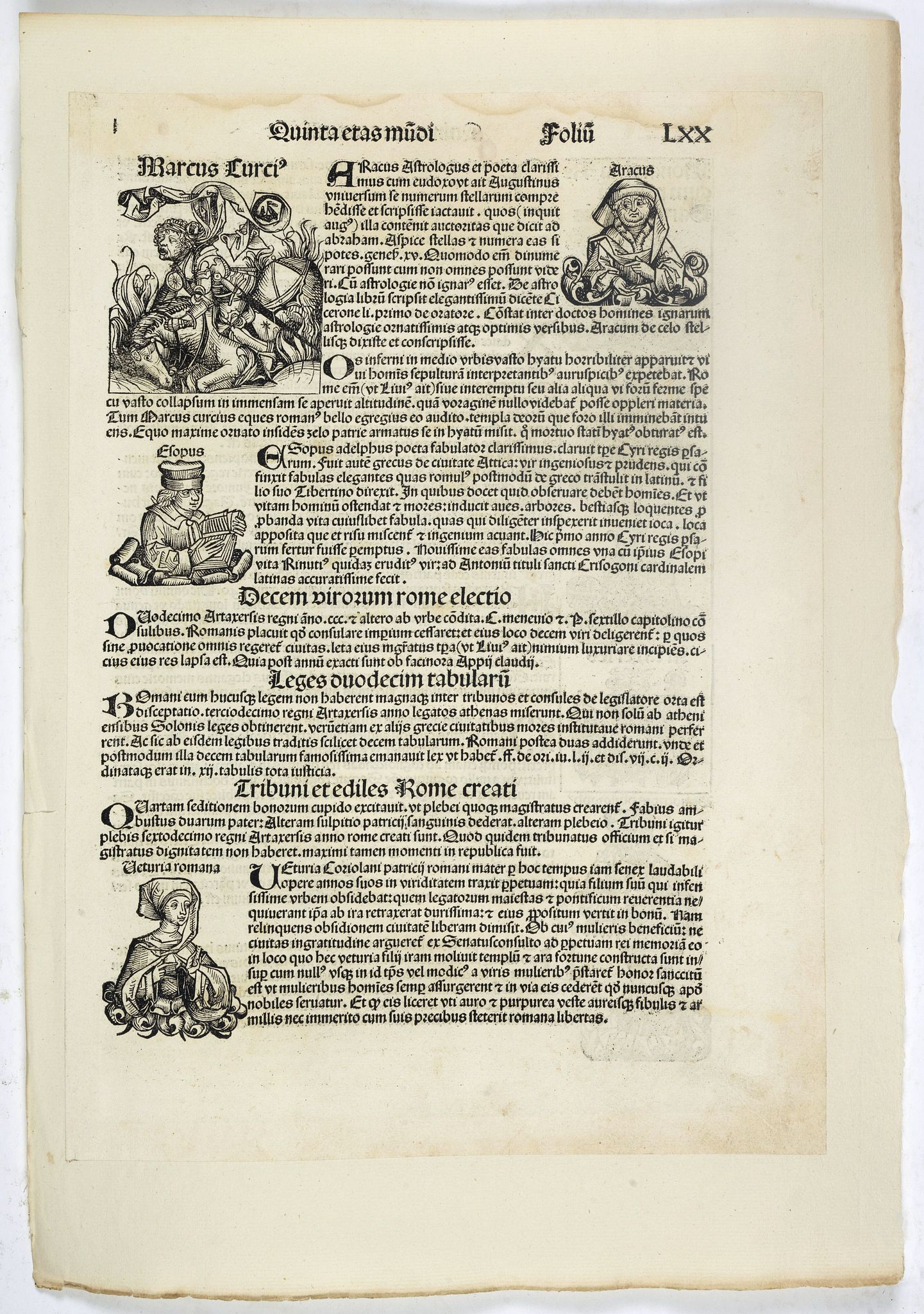 SCHEDEL, H., Quinta Etas Mundi. Folium. LXX, antique map, old maps