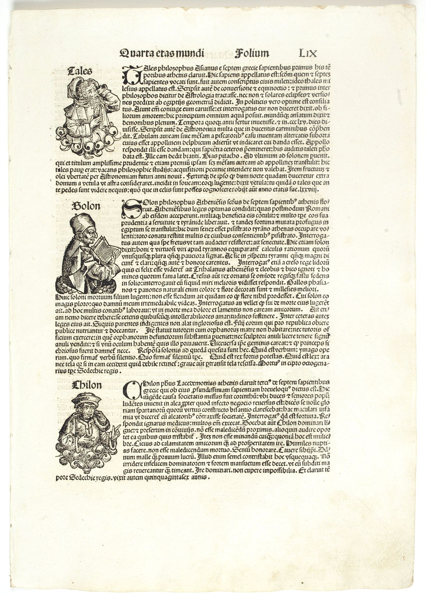 SCHEDEL, H., Quarta Etas Mundi. Folium. LIX, antique map, old maps