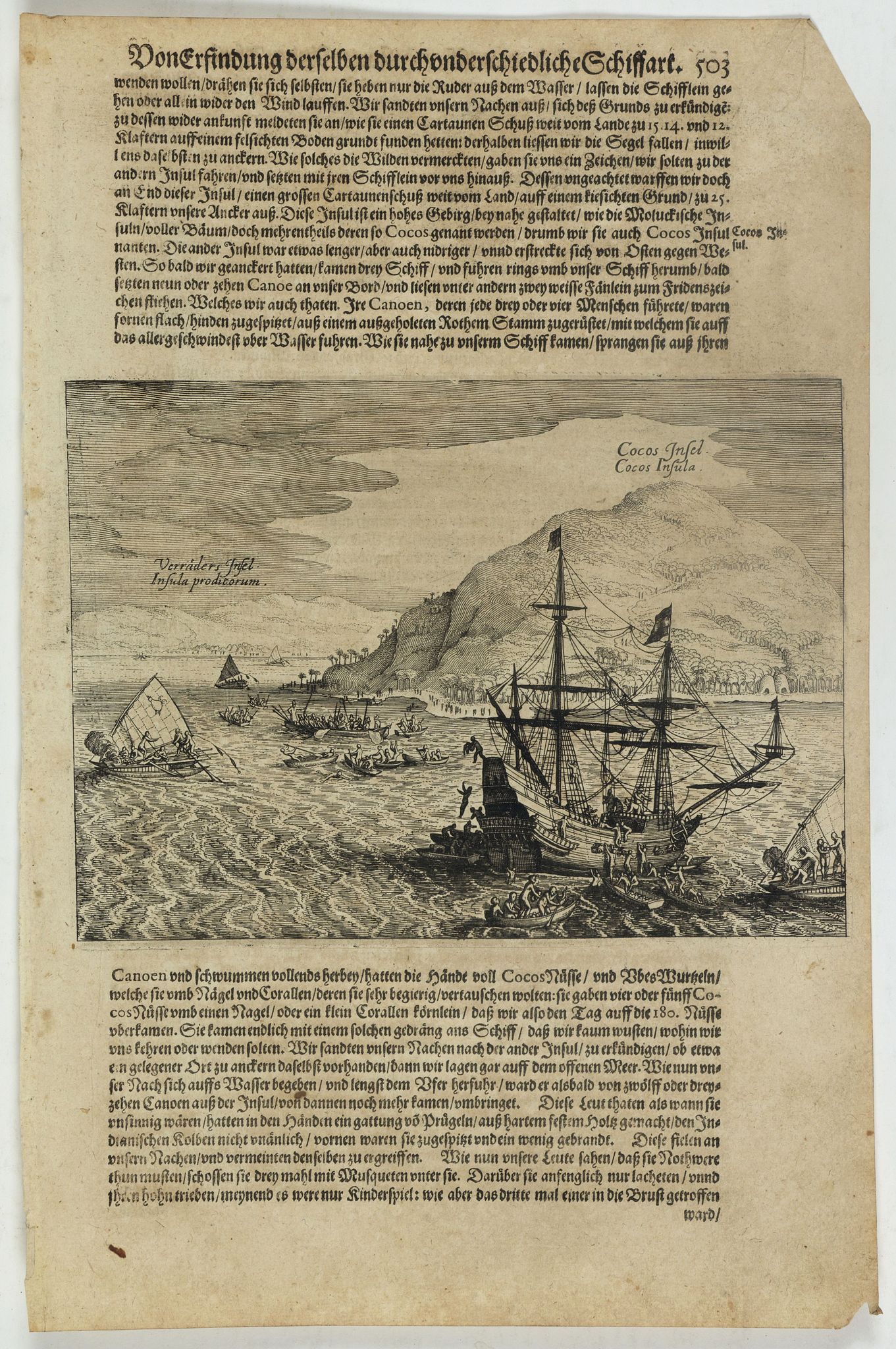 GOTTFRIED, J.L., Cocos Insel Cocos Insula / Verräter Insel Insula proditorum., antique map, old maps