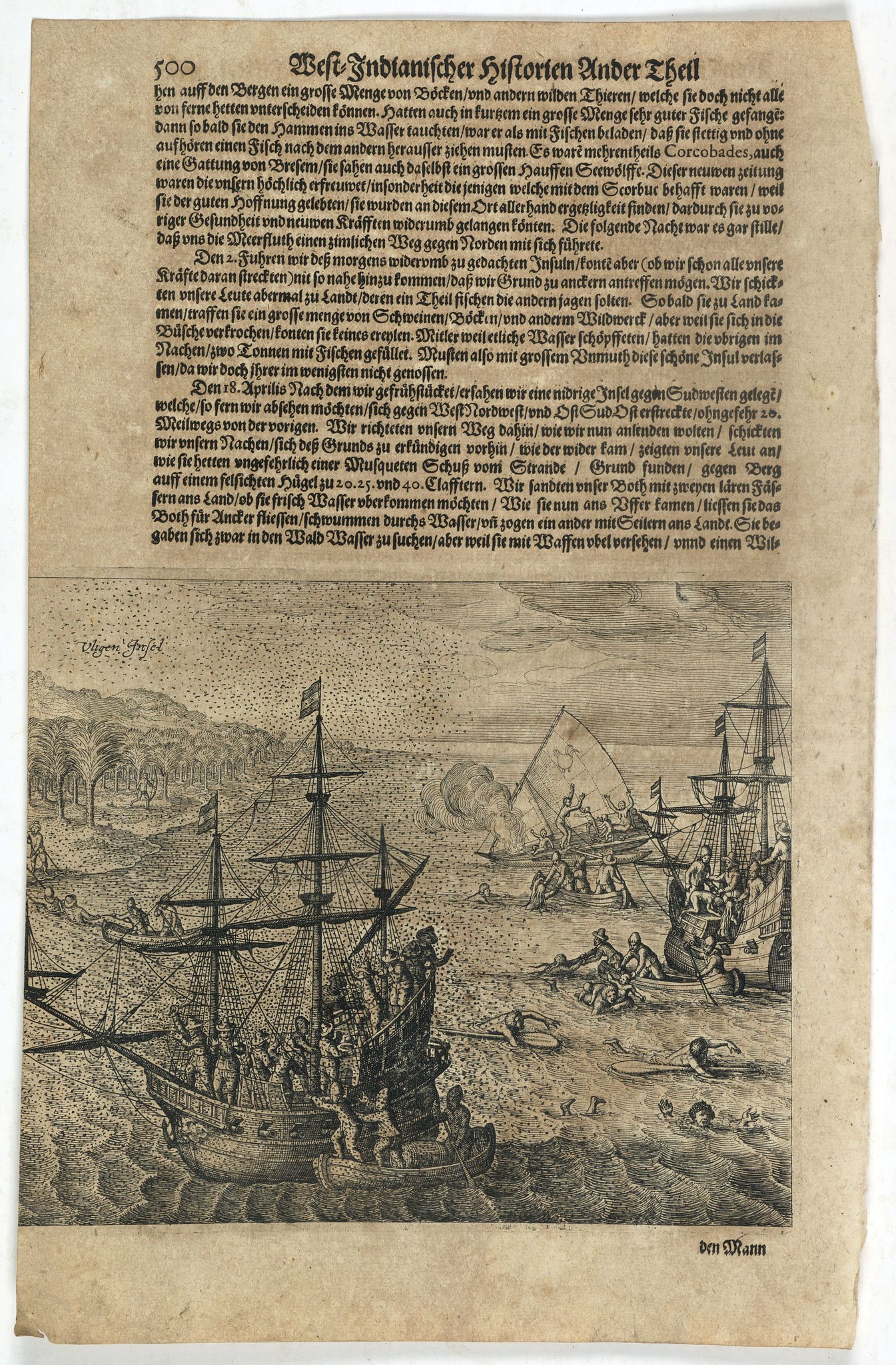 GOTTFRIED, J.L., Vligen Insel., antique map, old maps