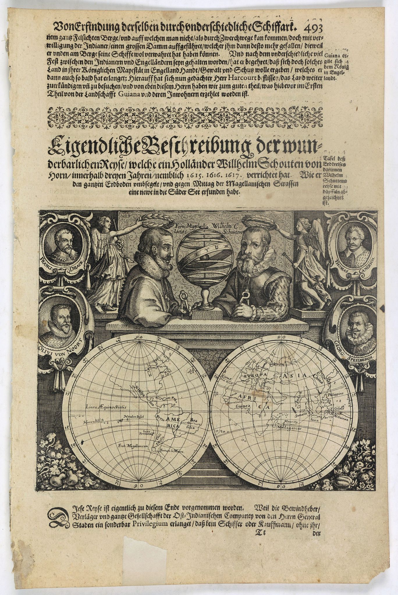 GOTTFRIED, J.L., Description de nouveau pasage vers le zud…. together with an untitled map of Port Desire (today’s Puerto Deseado, Argentina), antique map, old maps