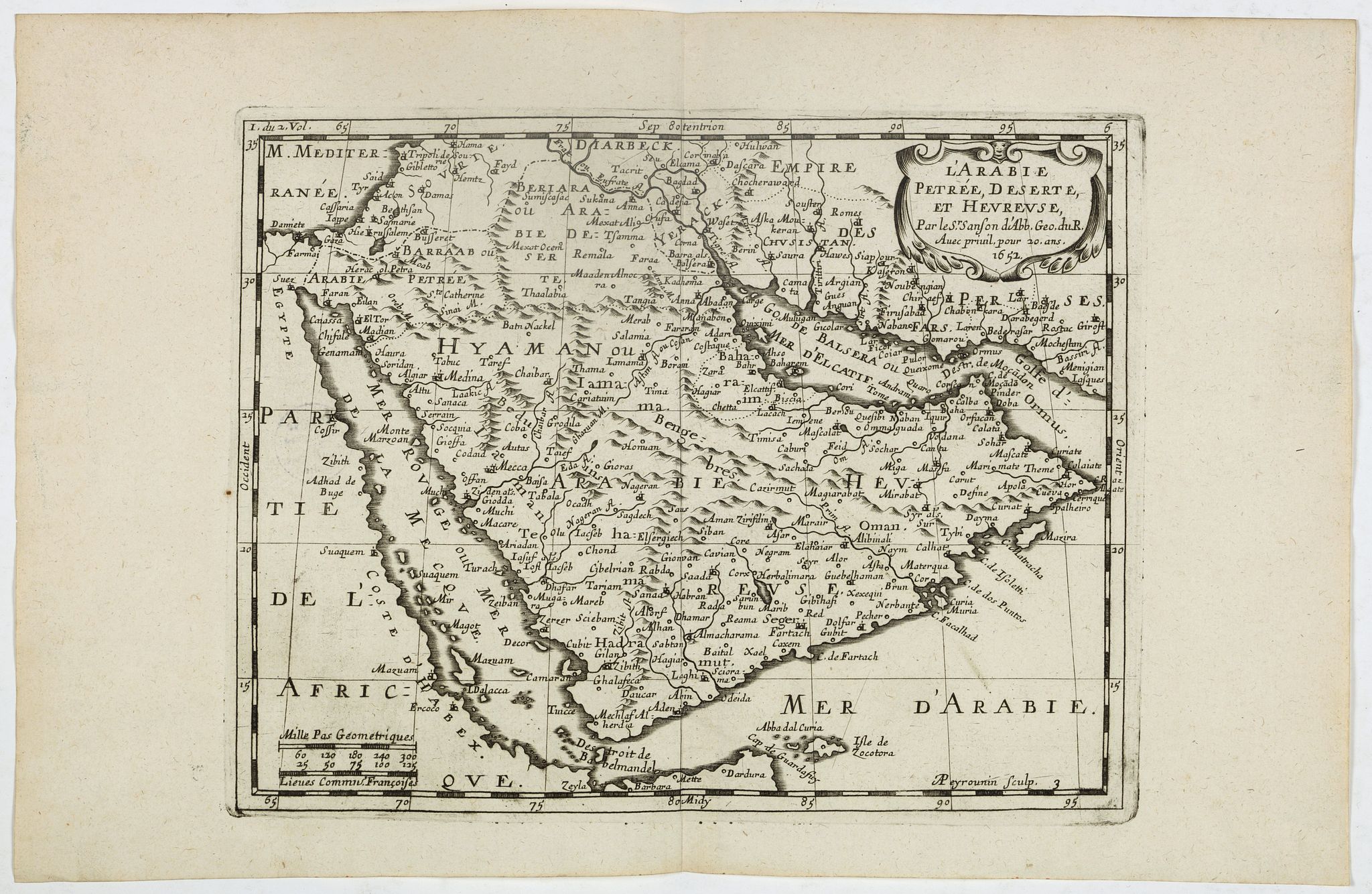 SANSON,N., L'Arabie Petrée, Deserte et Hevreuse. . ., antique map, old maps