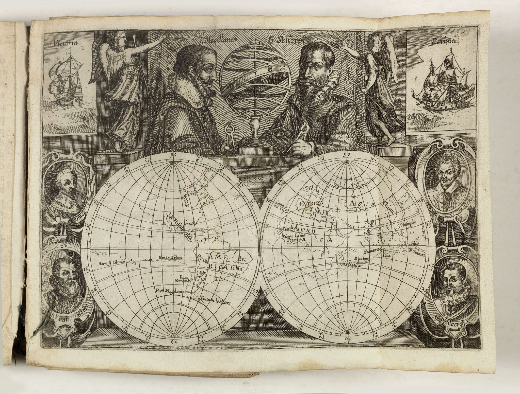 SCHOUTEN, W., Journal ou Relation Exacte du Voyage de Guill. Schouten, dans les Indes: Par un Nouveau destroit, & par les grandes Mers Australes qu'il a descouvert, vers le Pole Antartique, antique map, old maps