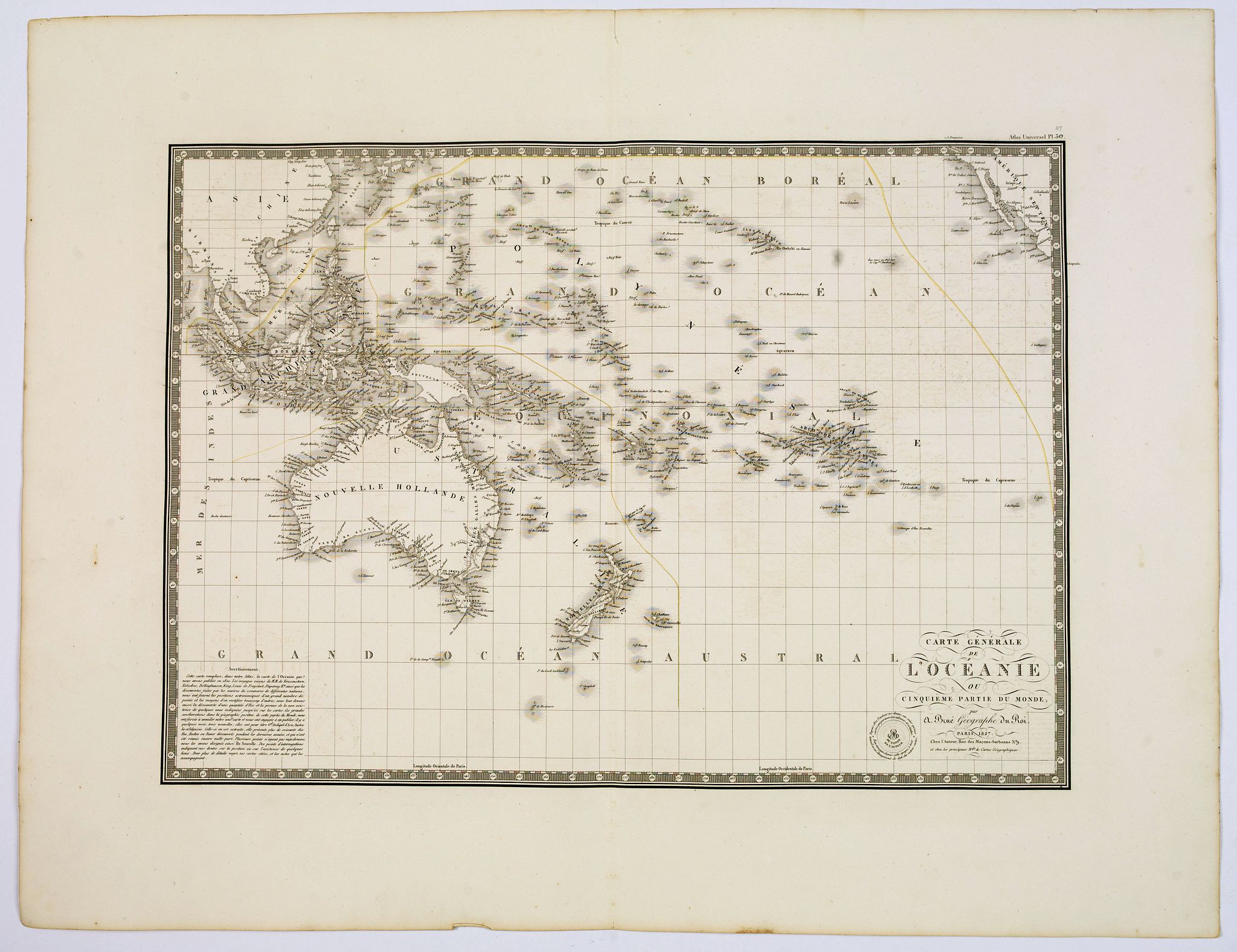BRUE, A., Carte Generale de l'Oceanie ou cinquieme partie du monde., antique map, old maps