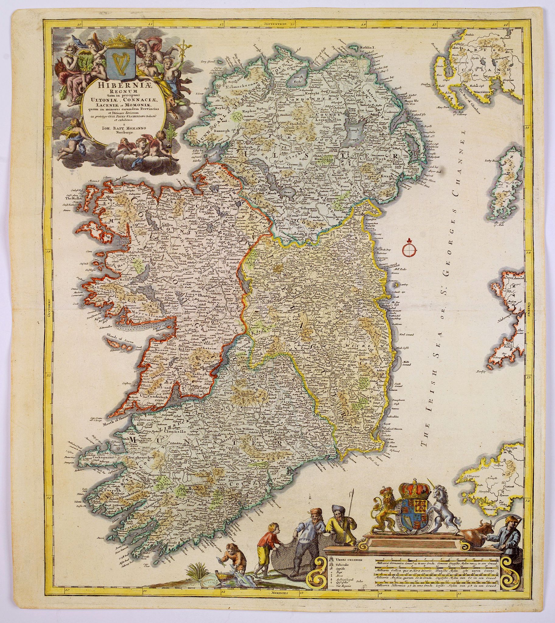 HOMANN, J.B., Hiberniae regnum. . ., antique map, old maps