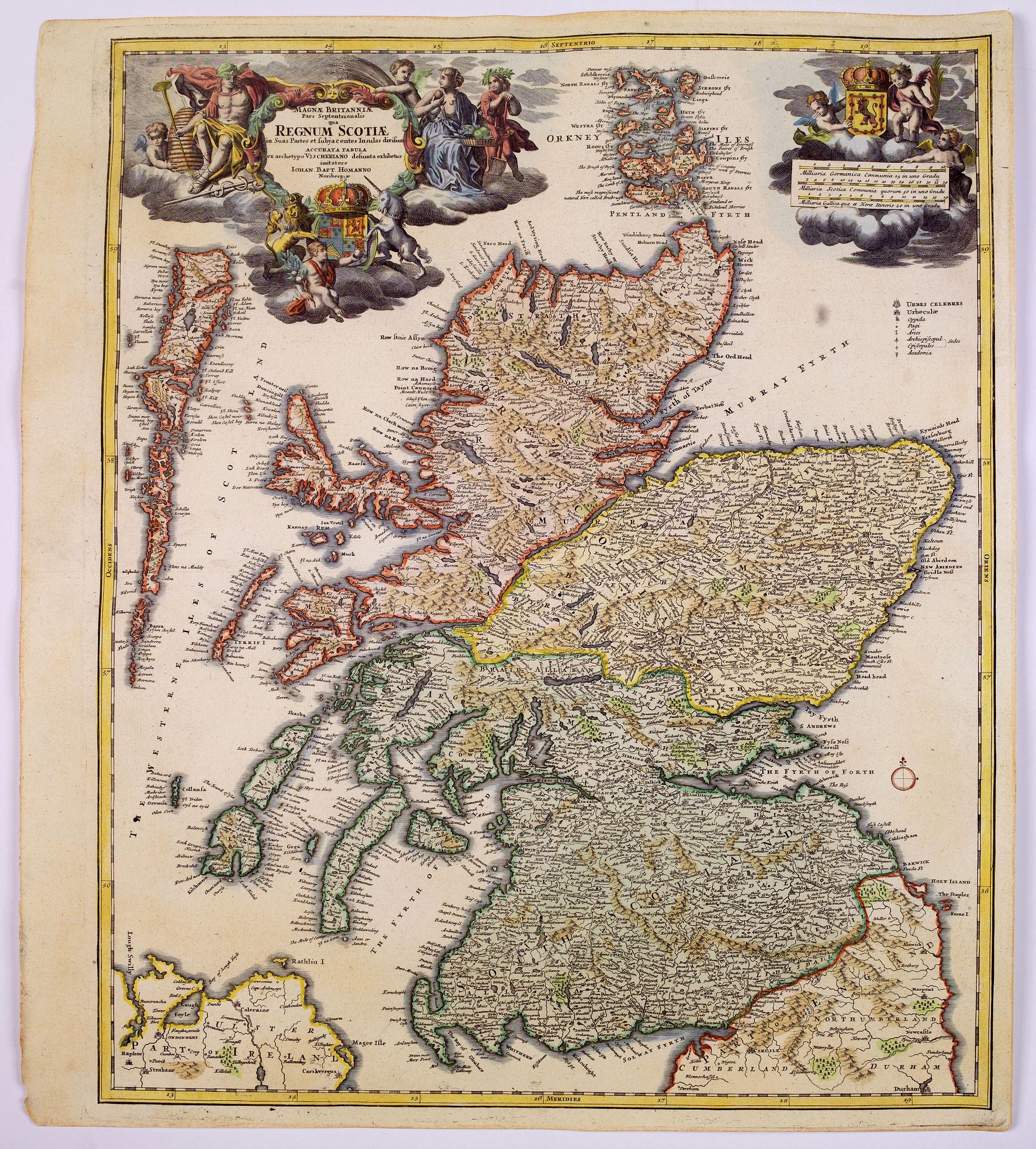 HOMANN, J.B., Magnae Britanniae Pars Septentrionalis qua REGNUM SCOTIAE. . ., antique map, old maps