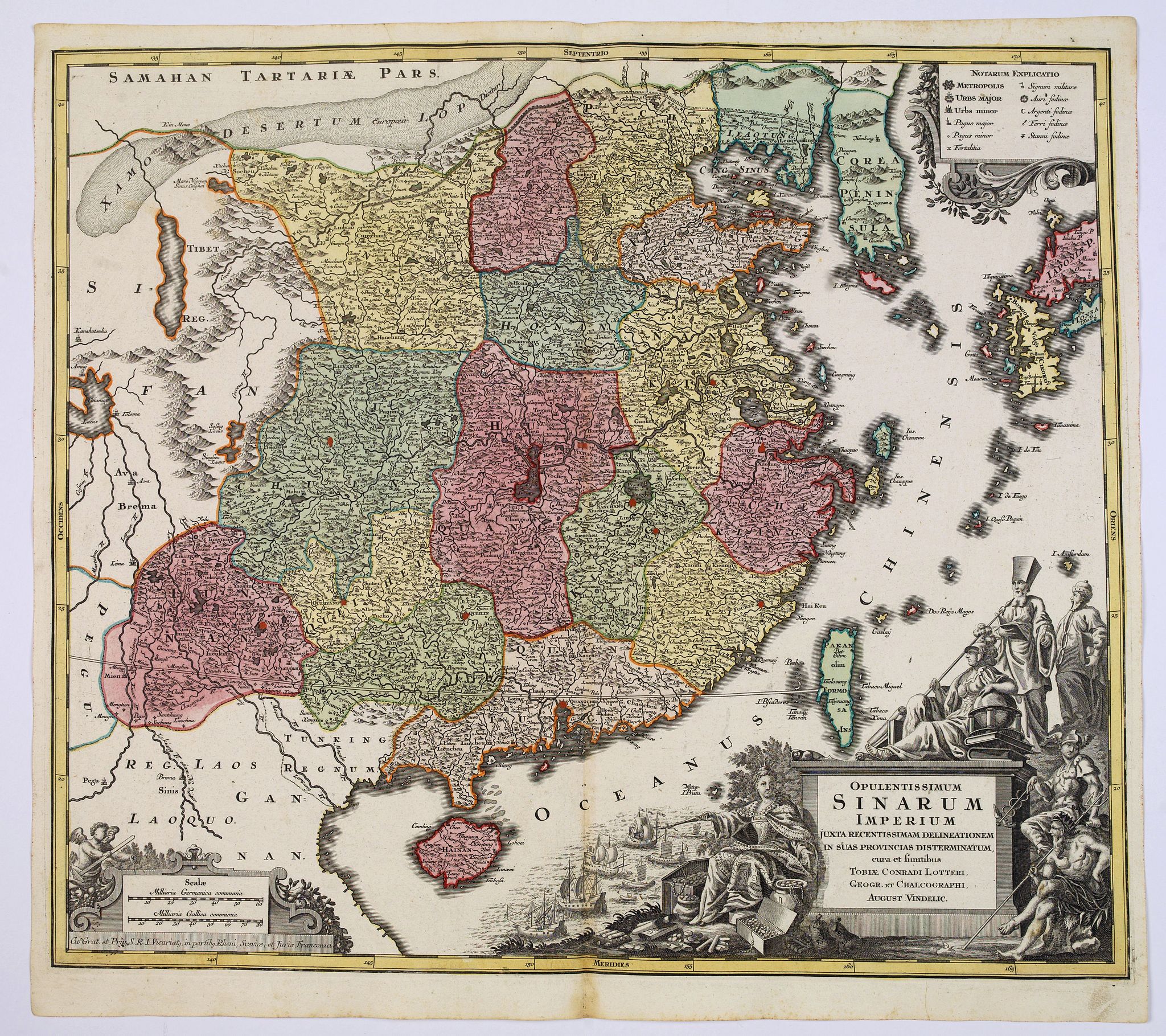 LOTTER, T.C., Opulentissimum Sinarum Imperium., antique map, old maps