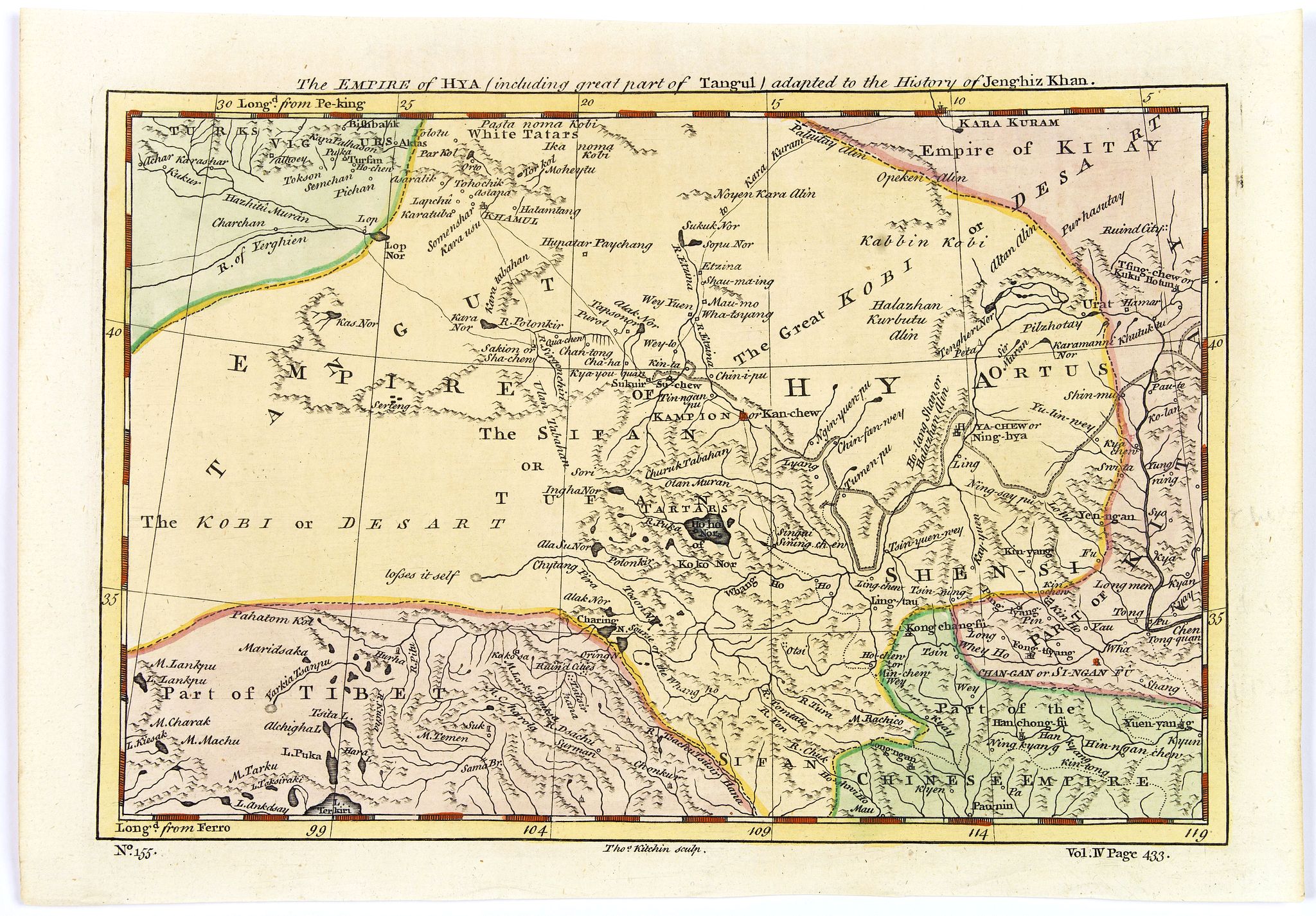 KITCHIN, Thomas., The Empire of Hya (including grear part of Tangul)…, antique map, old maps