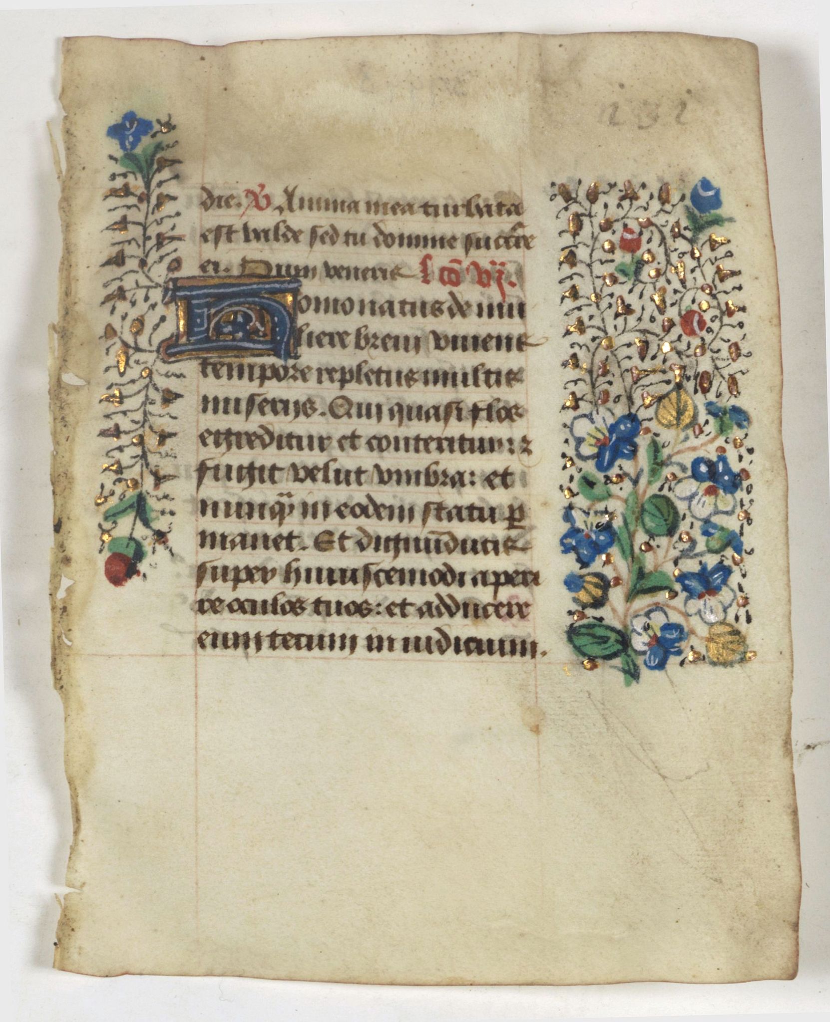 BOOK OF HOURS, Leaf on vellum from a manuscript Book of Hours., antique map, old maps