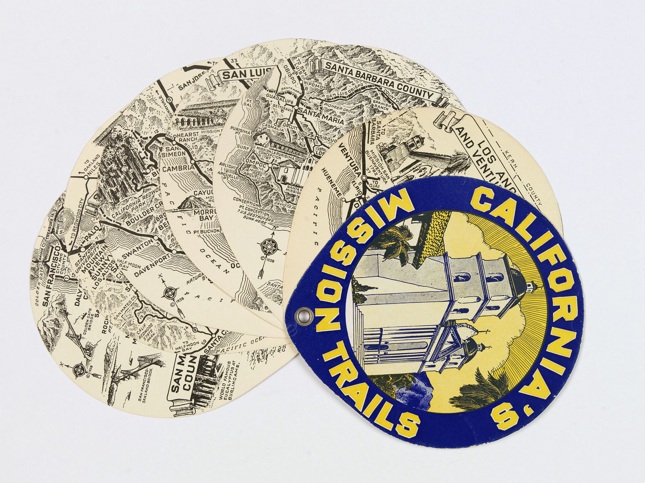 EDDY, Gerald, A., California's Mission Trails., antique map, old maps