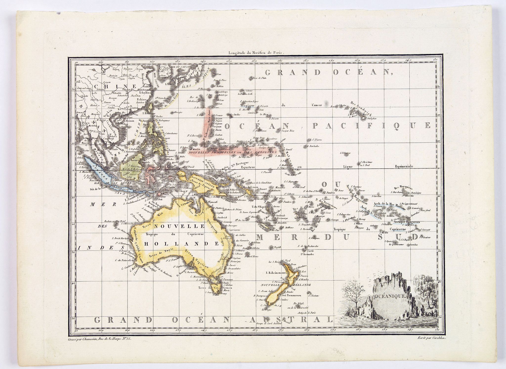 MALTE-BRUN, Conrad., Oceanique., antique map, old maps