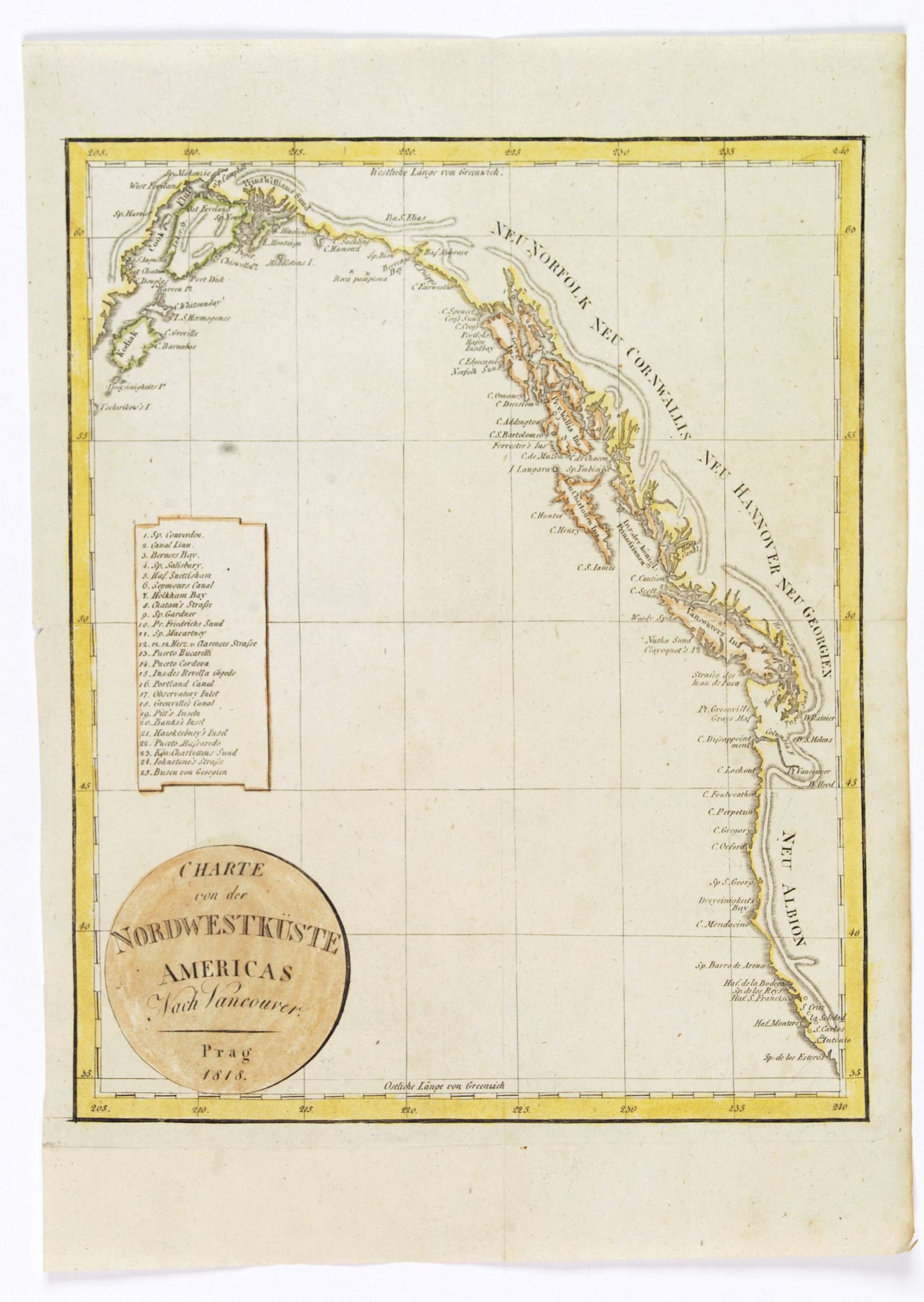 ANONYMOUS,, Charte von der Nordwestkuste Americas Nach Vancouver., antique map, old maps