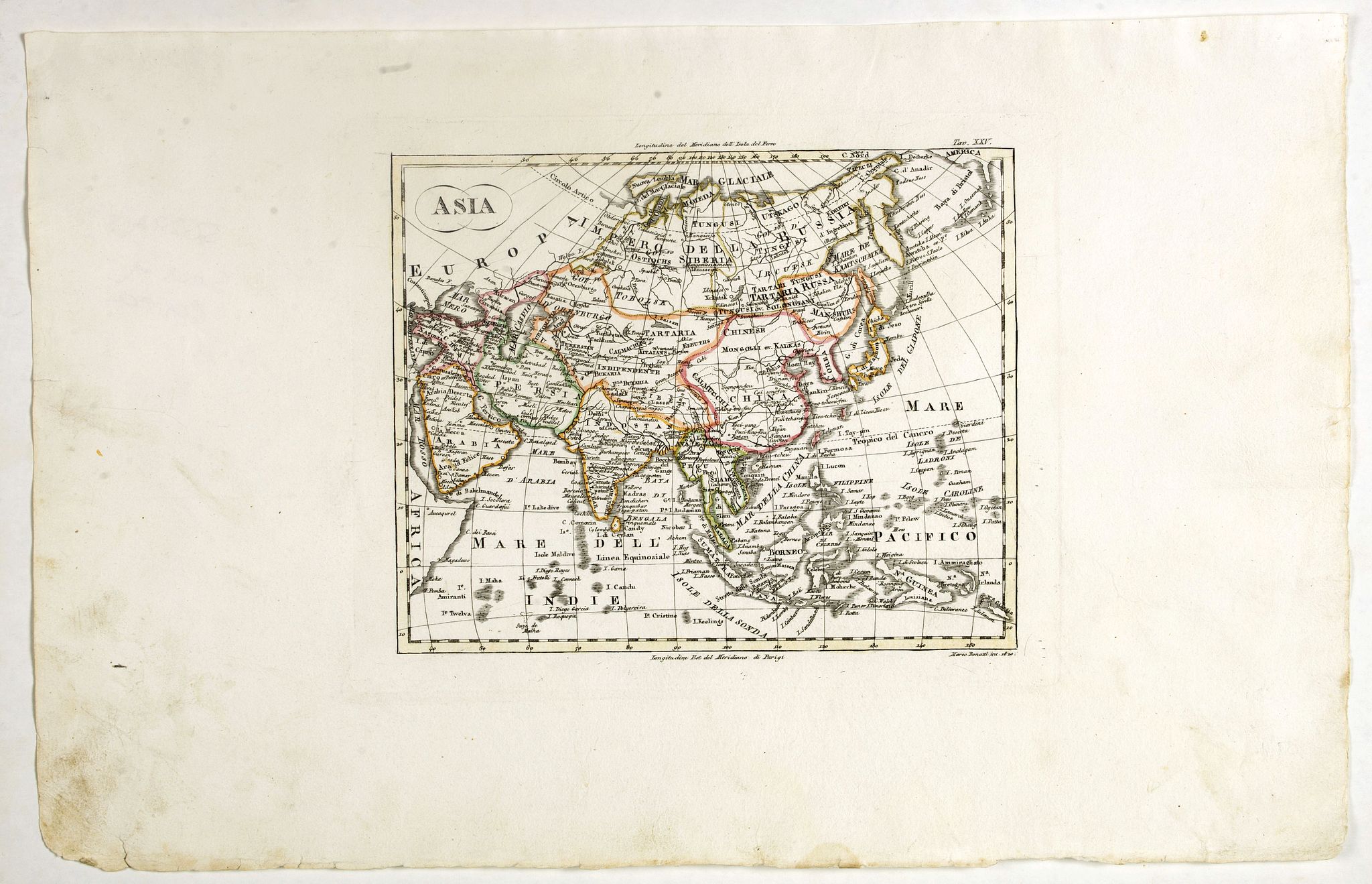 BONATTI, M., Asia., antique map, old maps