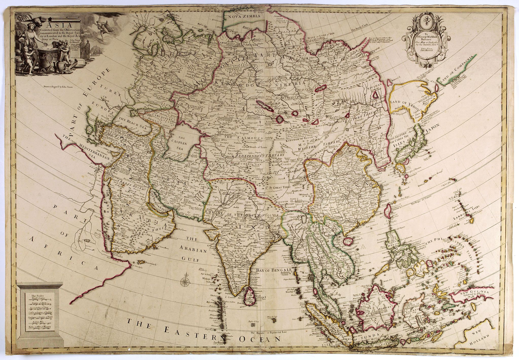 SENEX, J., Asia Corrected from the Observations Communicated to the Royal Society at London and the Royal Academy at Paris…, antique map, old maps