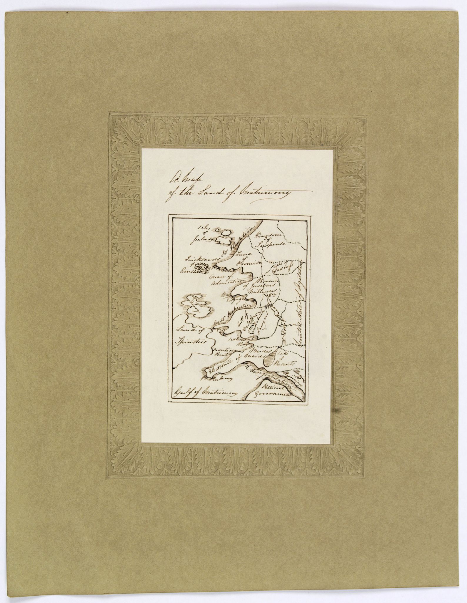 ANONYMOUS., A Map of the Land of Matrimony., antique map, old maps