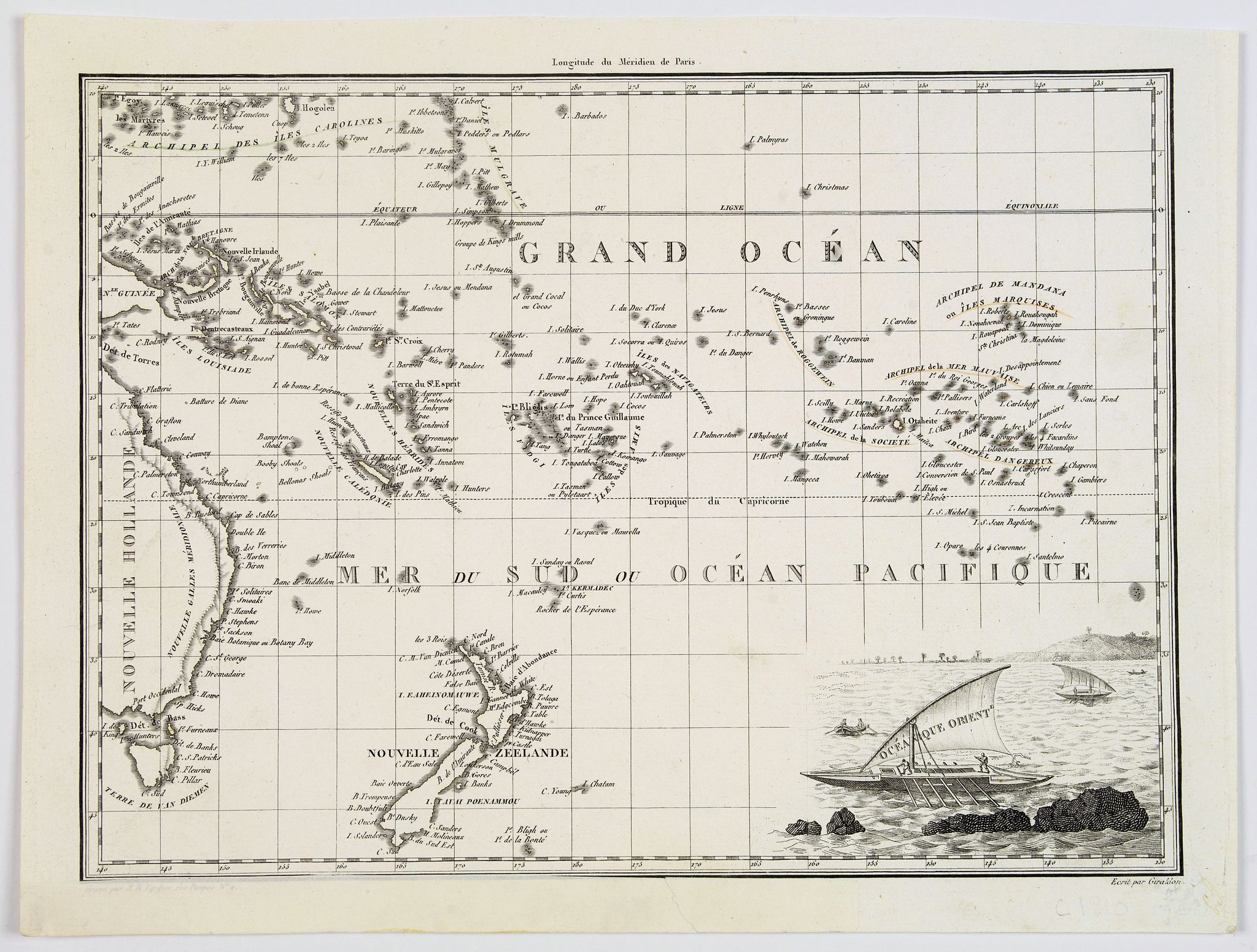 TARDIEU, J-B., Océanique orient., antique map, old maps