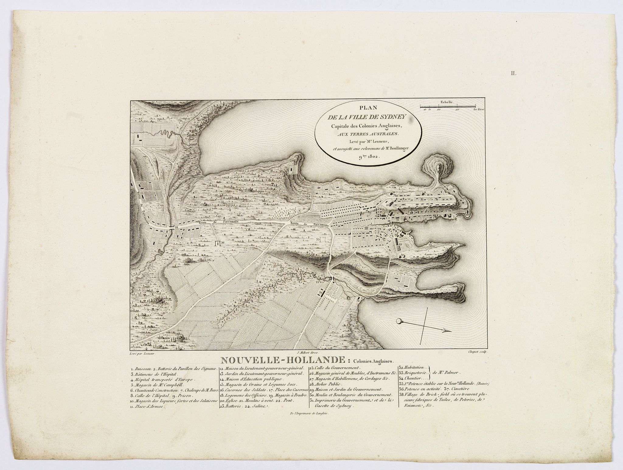LESUEUR, C-A. / PERON, F., Plan de la Ville de Sydney., antique map, old maps