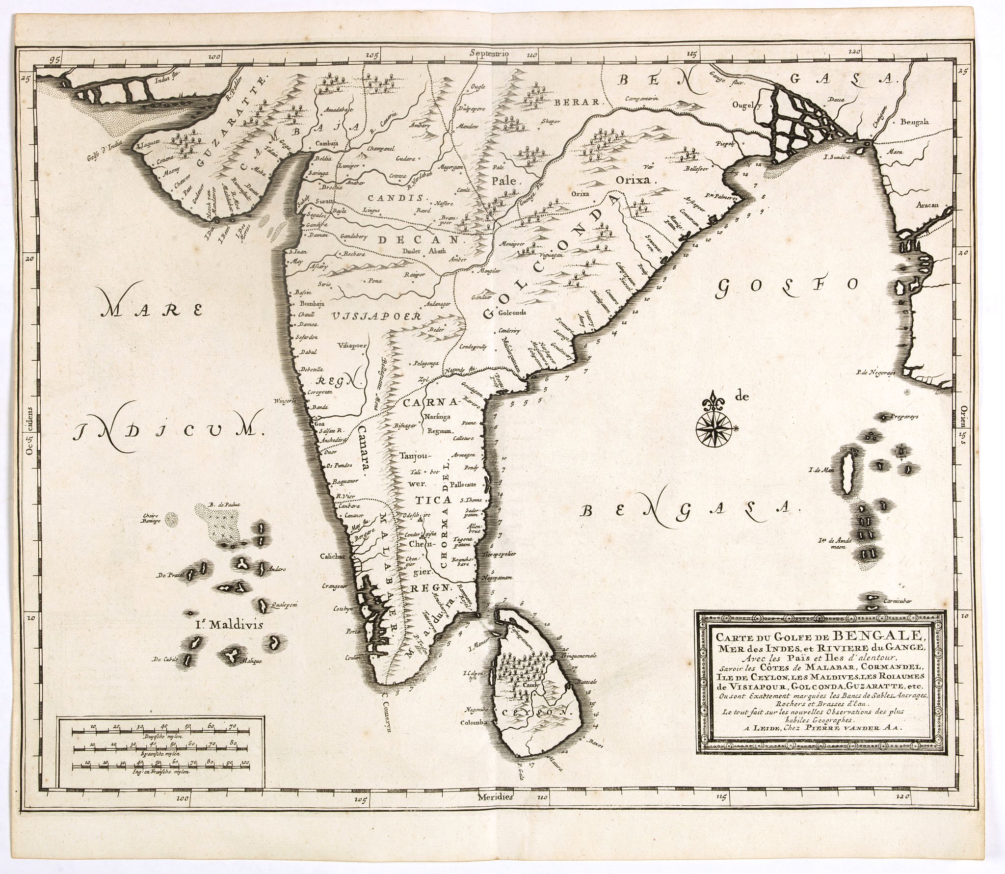 Van der AA, P., Carte du Golfe de Bengale, mer des Indes et rivieres du Gange . . ., antique map, old maps