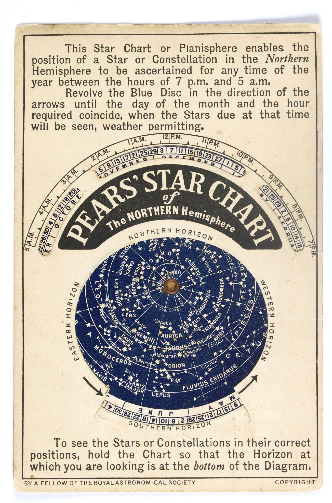 PEARS, A. / F., Pears' Star Chart of the Northern Hemisphere., antique map, old maps