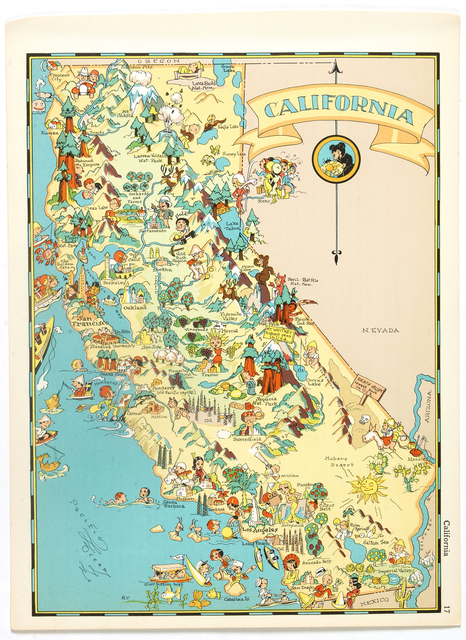 TAYLOR WHITE, R., California., antique map, old maps