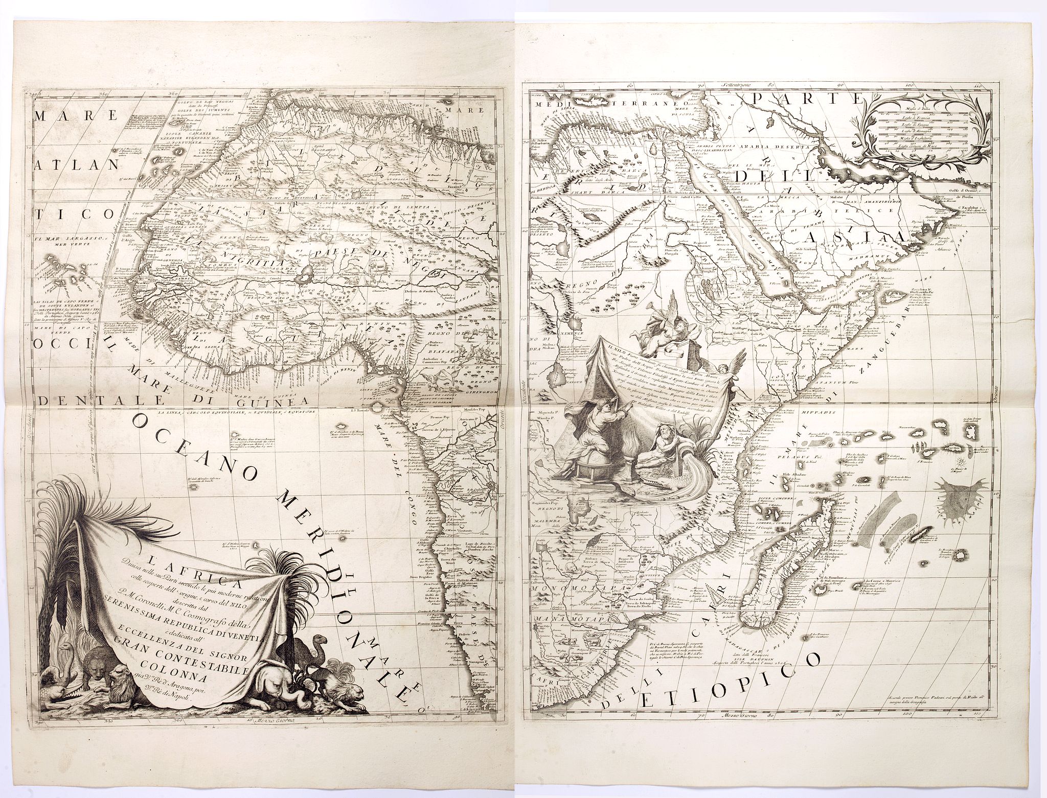 CORONELLI, V. M., L'AFRICA divisa nelle sue Parti secondo le pui moderne.., antique map, old maps