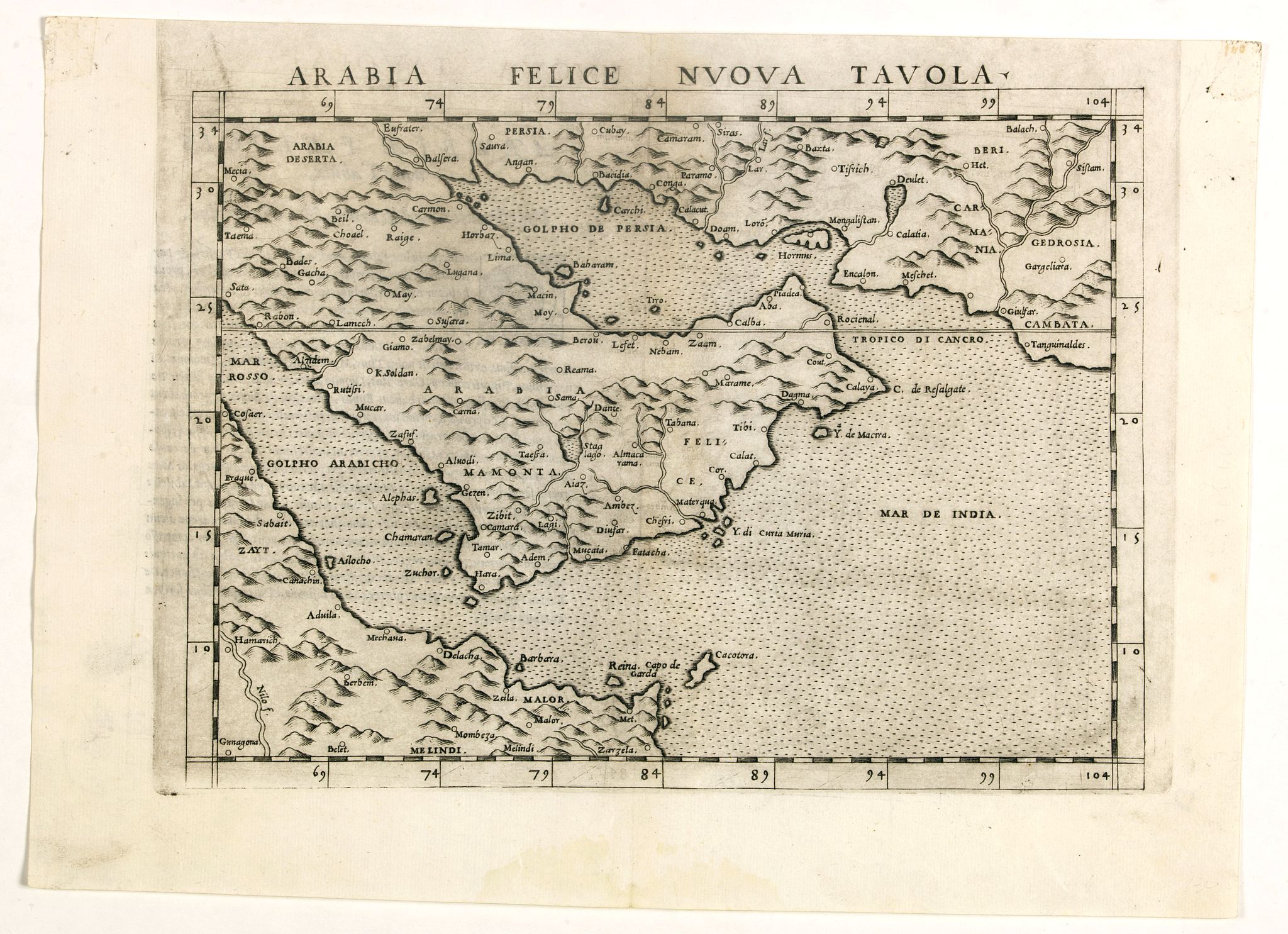 RUSCELLI, G., Arabia Felice Nuova Tavola., antique map, old maps