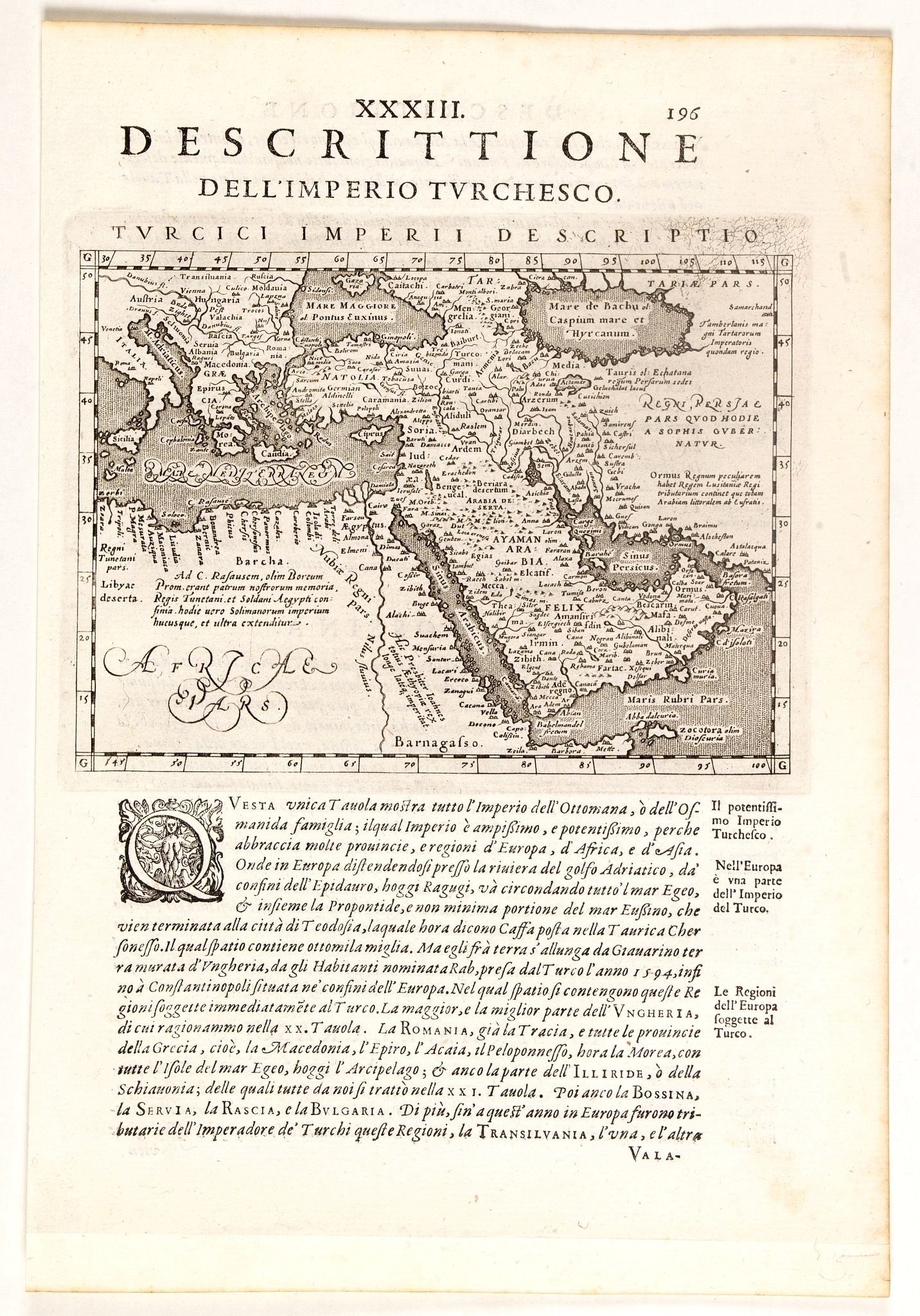 FRATELLI, G.G, Descrittione Dell'Imperio Turchesco., antique map, old maps