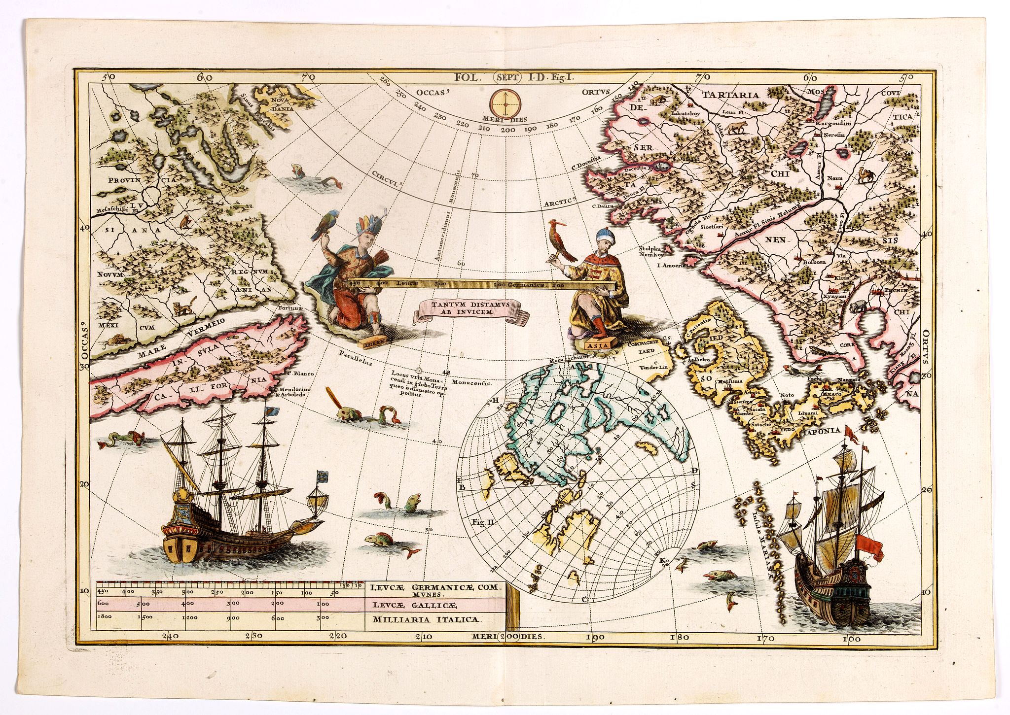SCHERER, H., Tantum distamus ap invicem., antique map, old maps