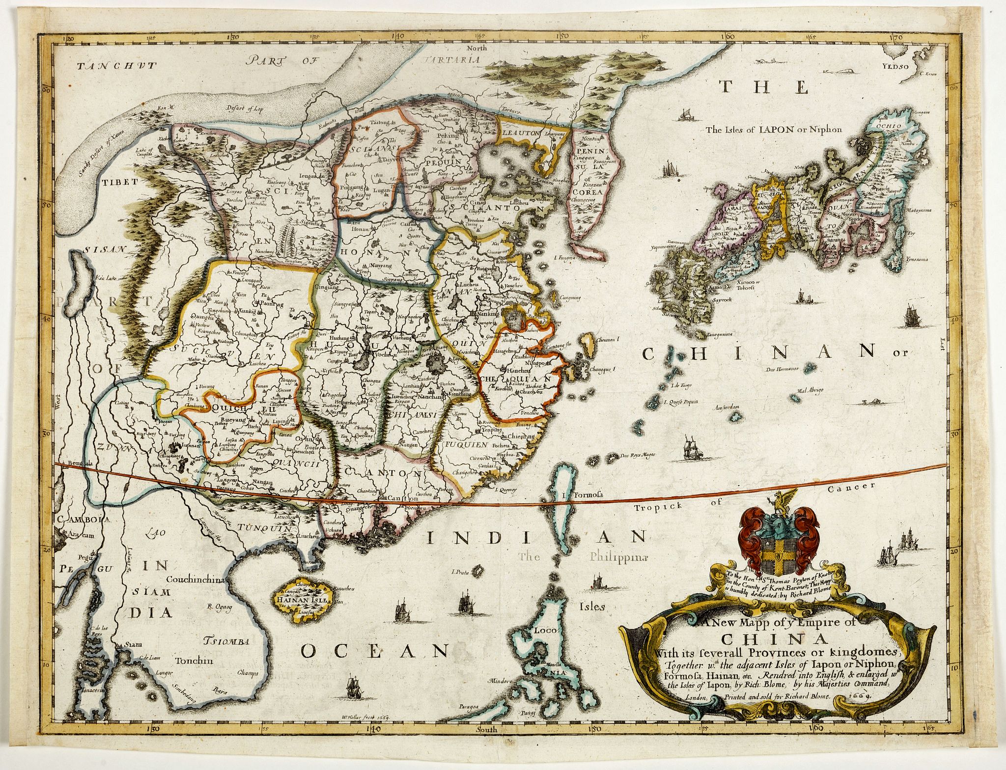 BLOME,R., A New Mapp of y Empire of China With its severall Provinces or kingdomes . . ., antique map, old maps