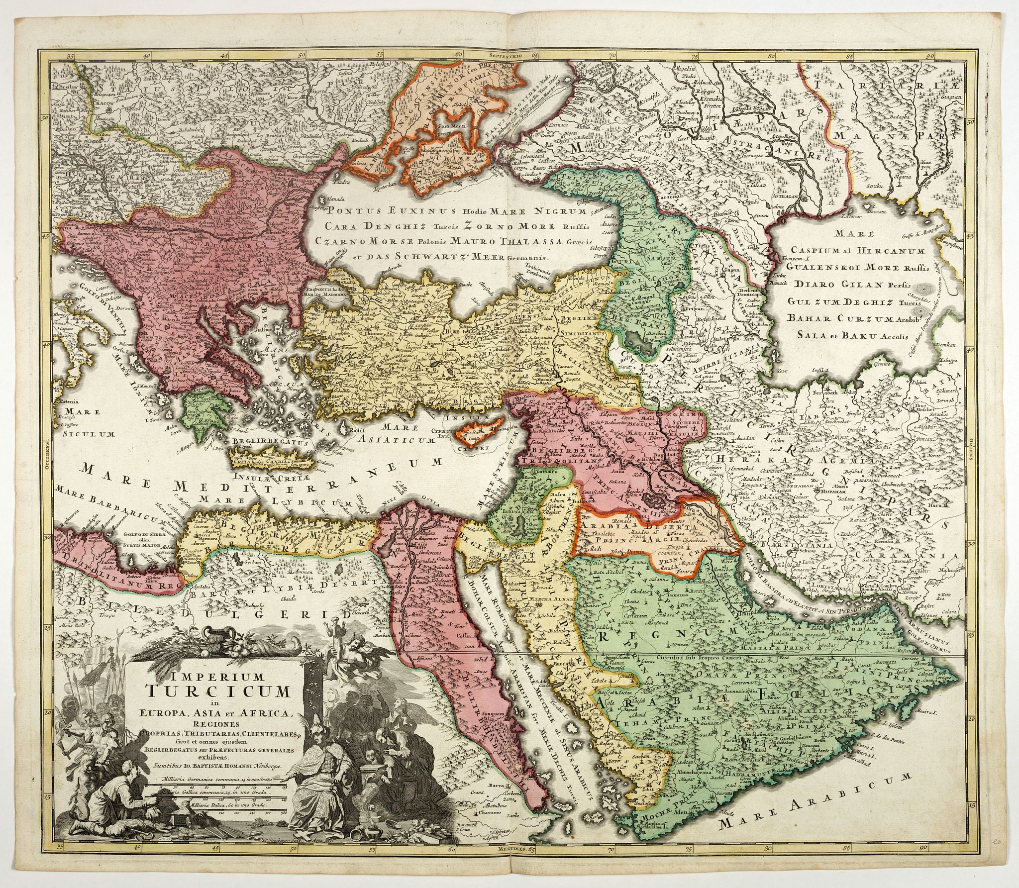 HOMANN, J.B., Imperium Turcicum in Europa, Asia et Africa., antique map, old maps