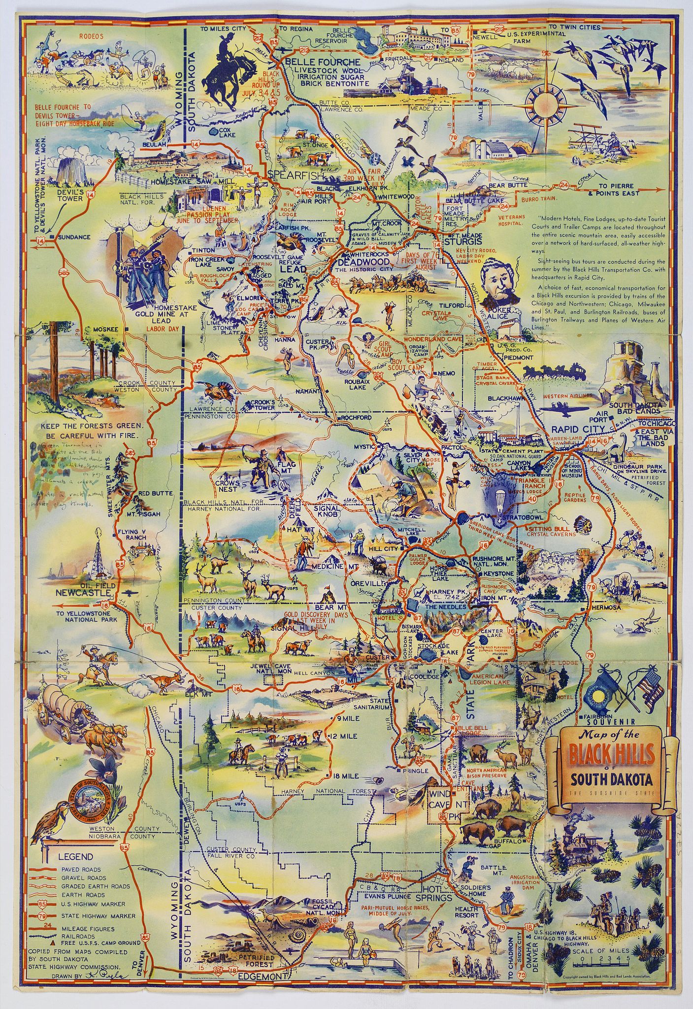 PYLE, K., Map of the Black Hills of South Dakota., antique map, old maps