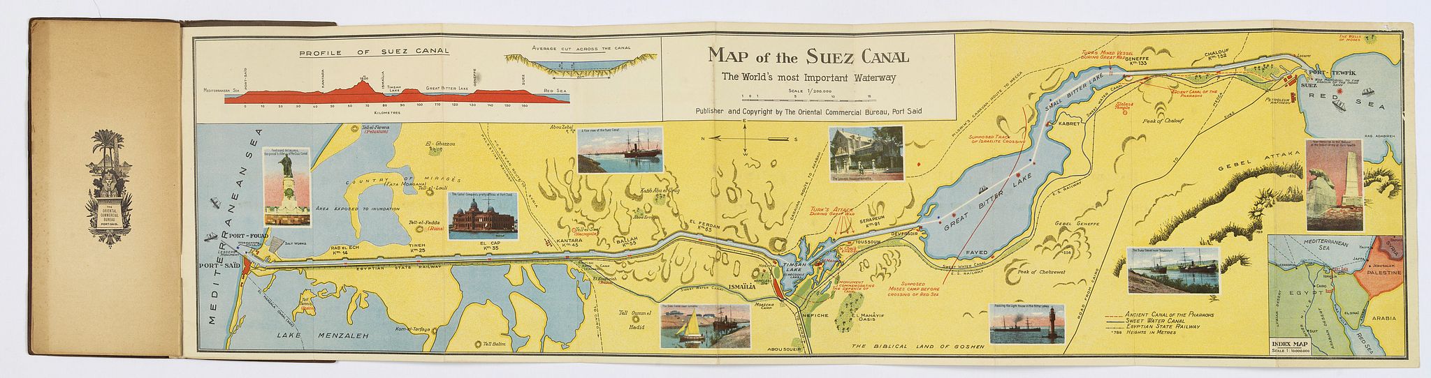 THE ORIENTAL COMMERCIAL BUREAU., The Suez Canal., antique map, old maps