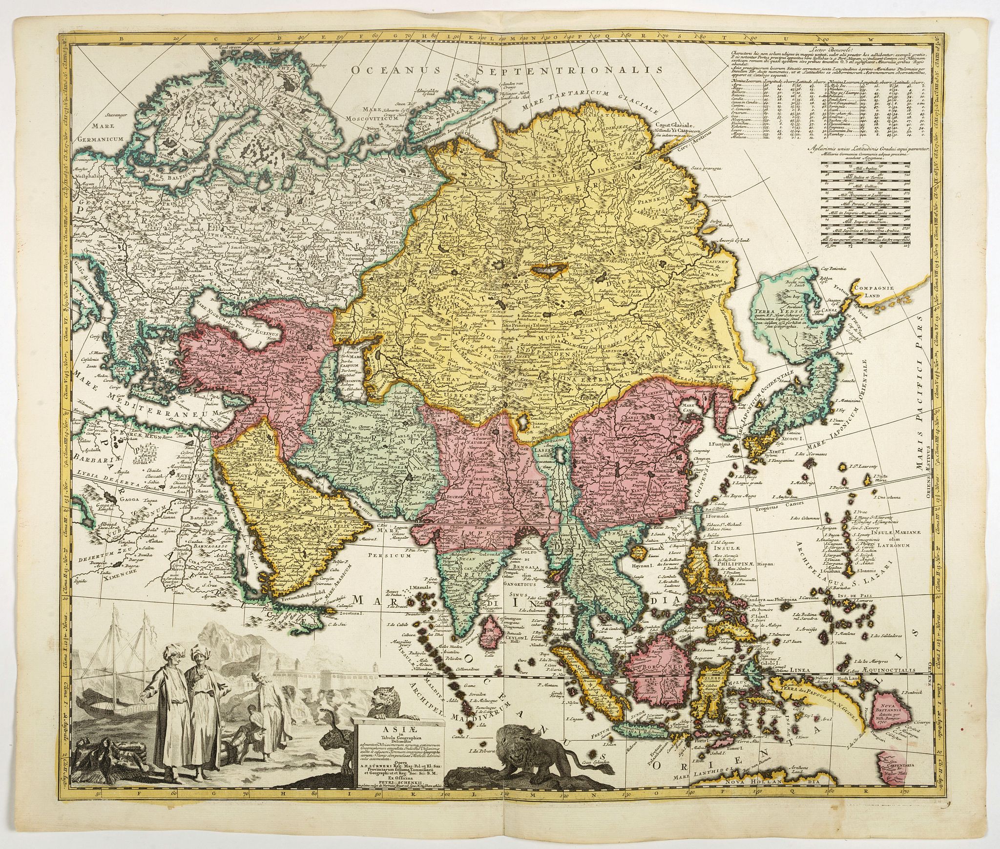 SCHENK, P. Jr., Asiae in tabula geographica..opera A.F.Zürner.., antique map, old maps
