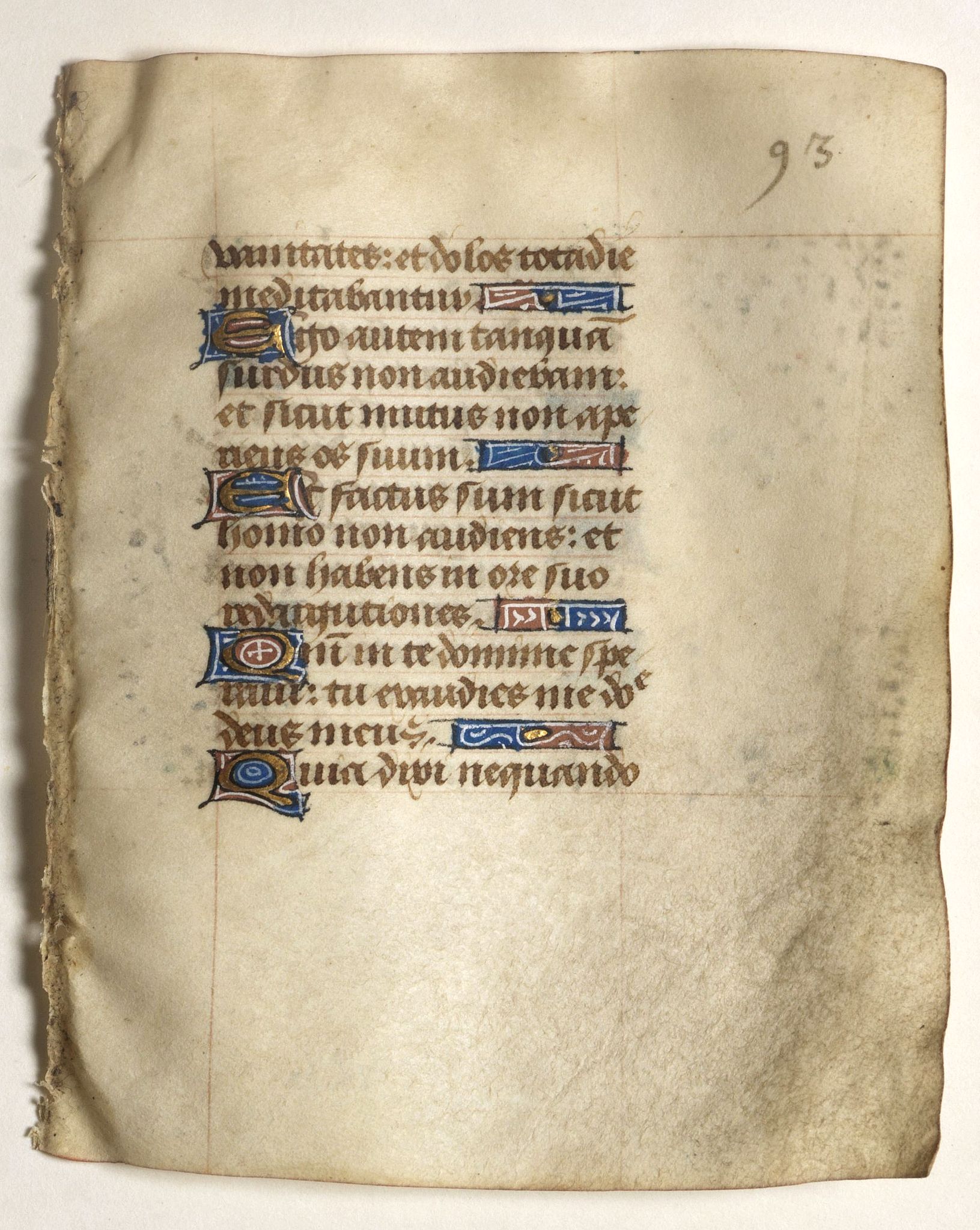 BOOK OF HOURS, Leaf on vellum from a small manuscript Book of Hours., antique map, old maps