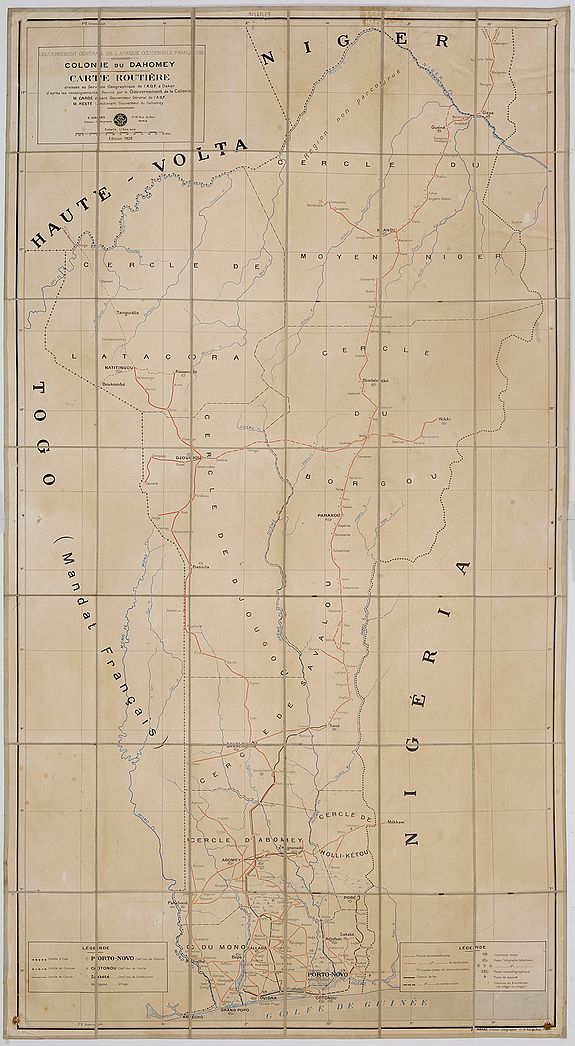 GIRARD, E., Colonie du Dahomey Carte Routiere dressée au service Géographique de l'A.O.F. Dakar., antique map, old maps