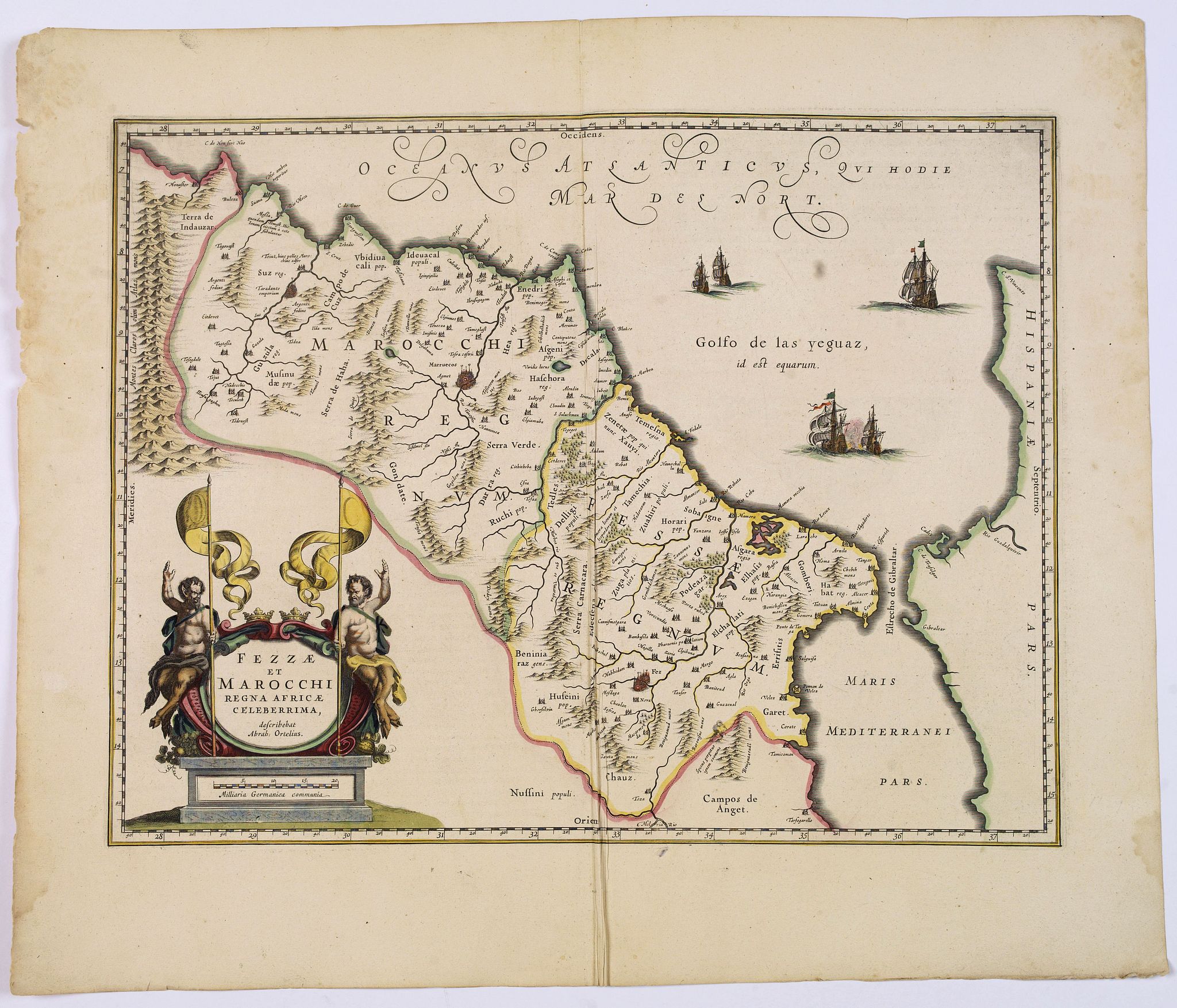 BLAEU, W., Fezzae et Marocchi regna Africae celeberrima., antique map, old maps