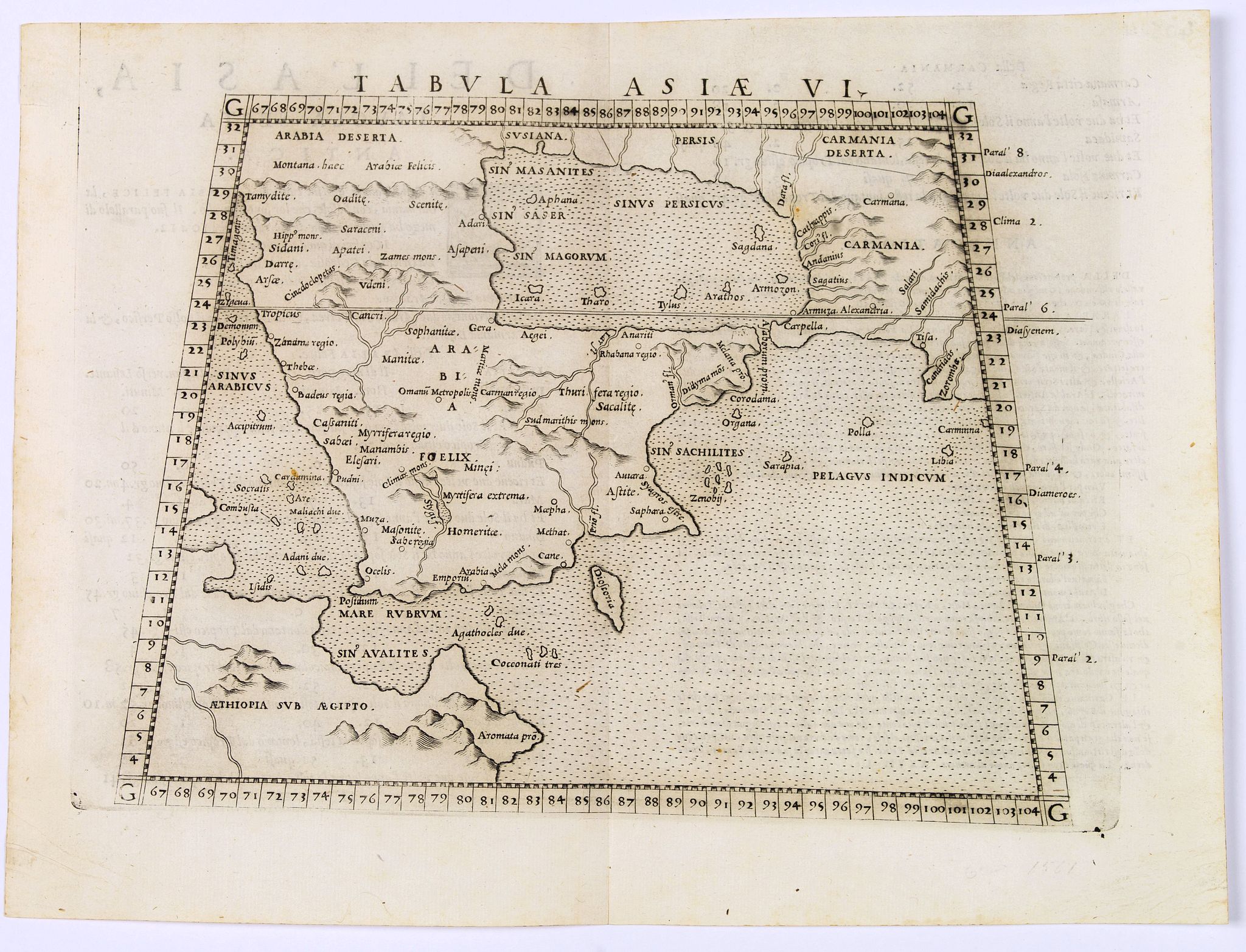 RUSCELLI, G., Tabula Asiae VI. (Arabian Peninsular), antique map, old maps