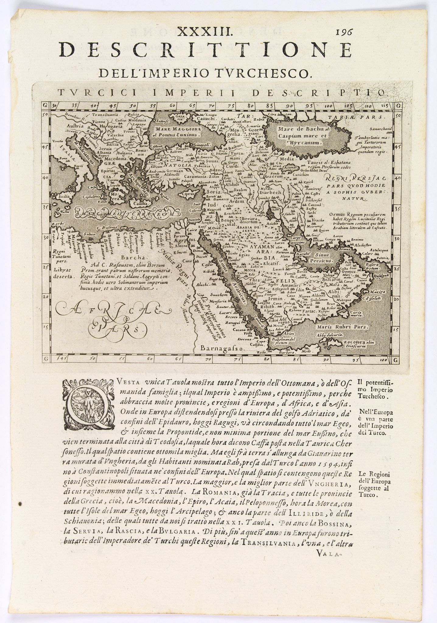 MAGINI,G.A./ PORRO,G., Turcici Imperii Descriptio., antique map, old maps