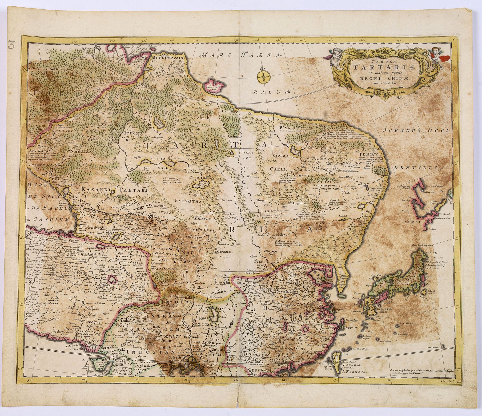 DE WIT, F., Tabula Tartariae et majoris partis regni Chinae., antique map, old maps