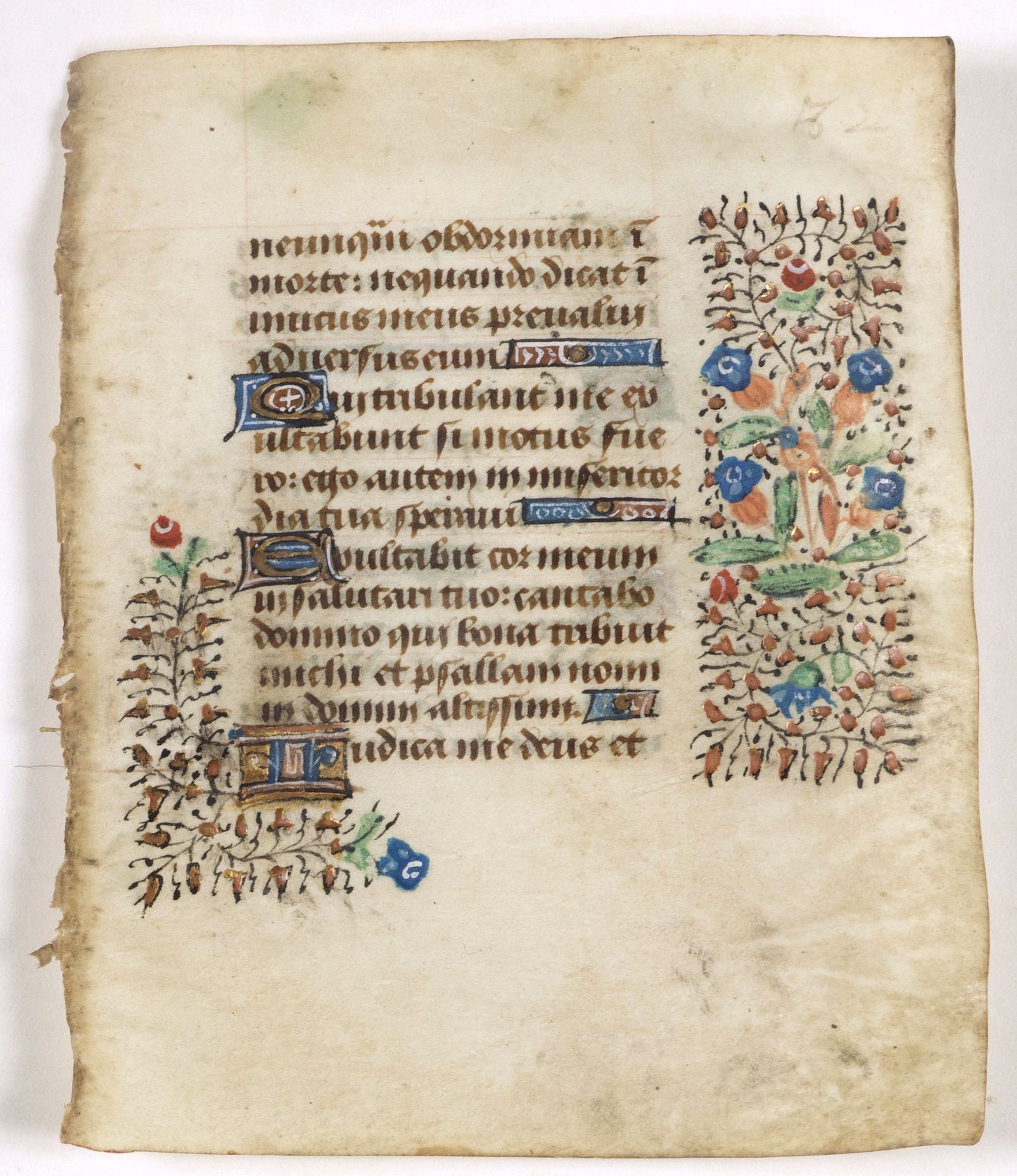 BOOK OF HOURS, Leaf on vellum from a manuscript Book of Hours., antique map, old maps