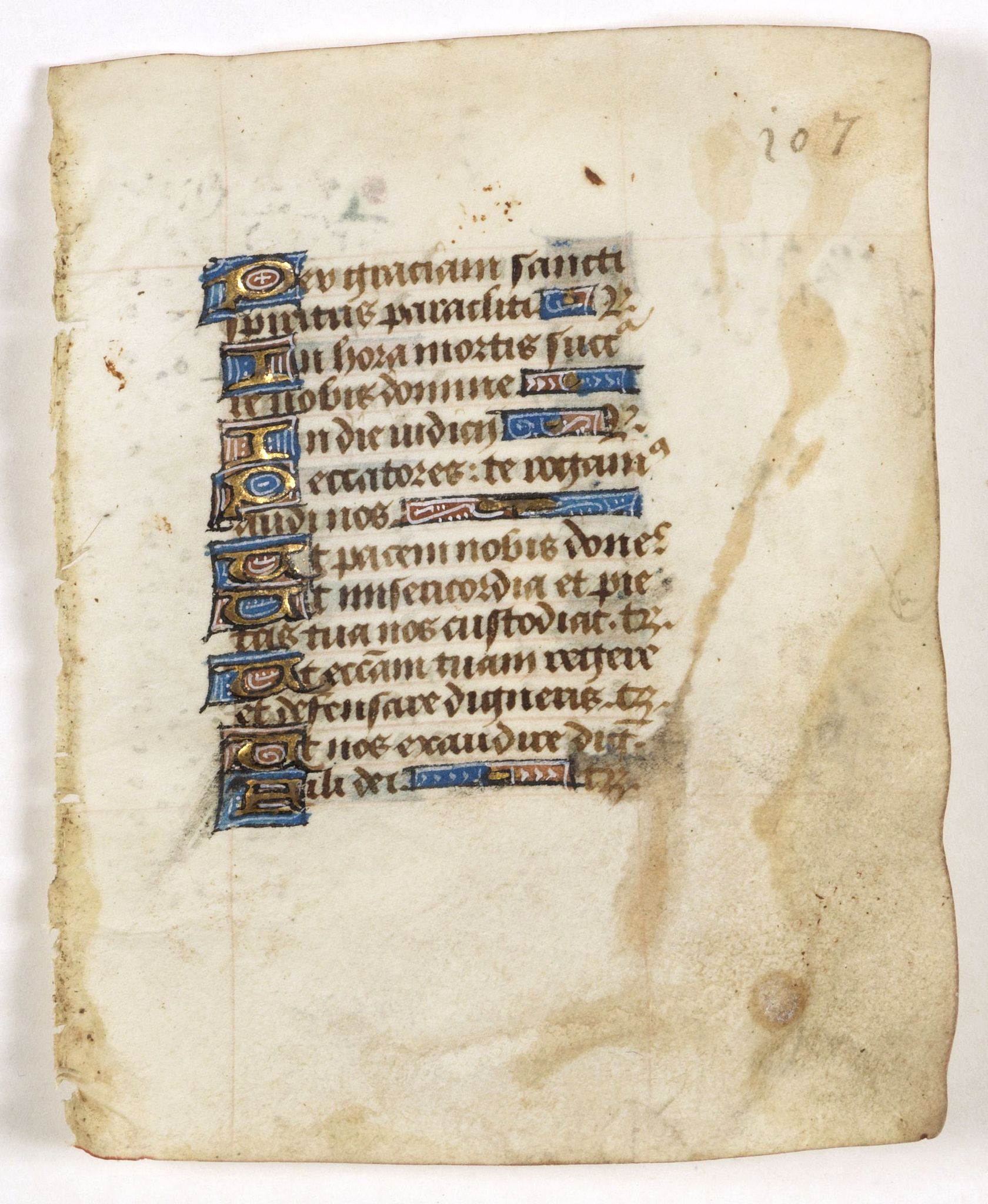 BOOK OF HOURS, Leaf on vellum from a manuscript Book of Hours., antique map, old maps