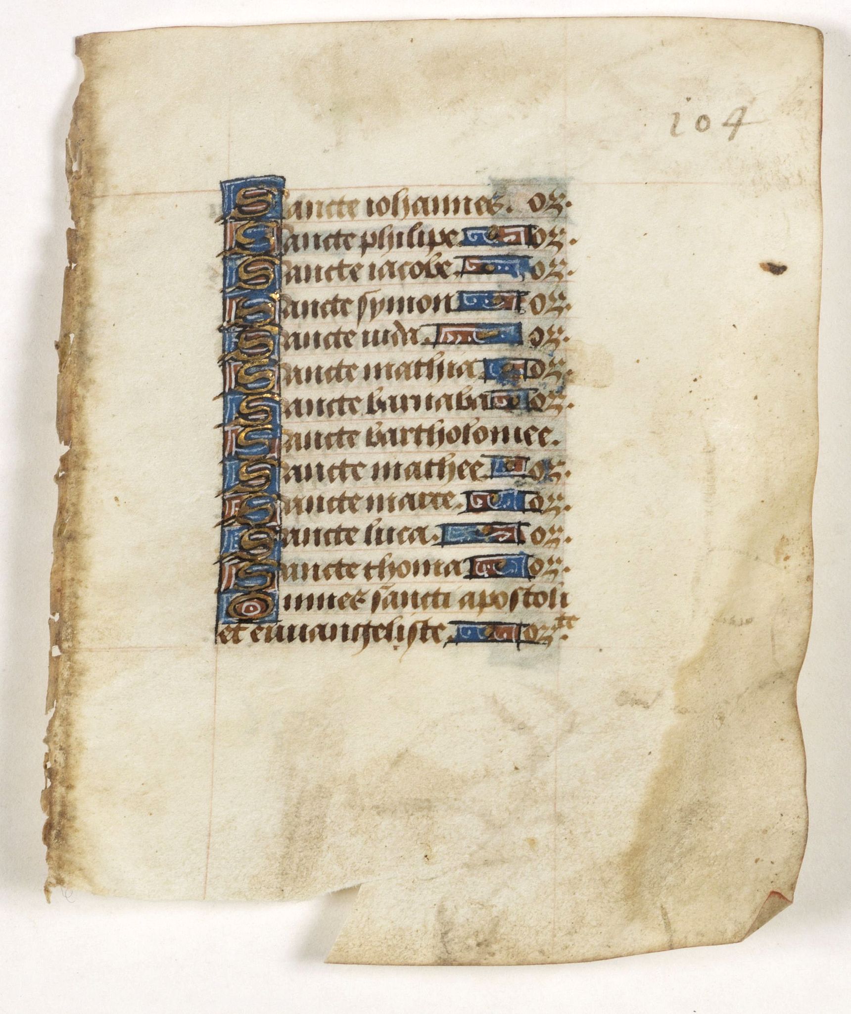 BOOK OF HOURS, Leaf on vellum from a manuscript Book of Hours., antique map, old maps