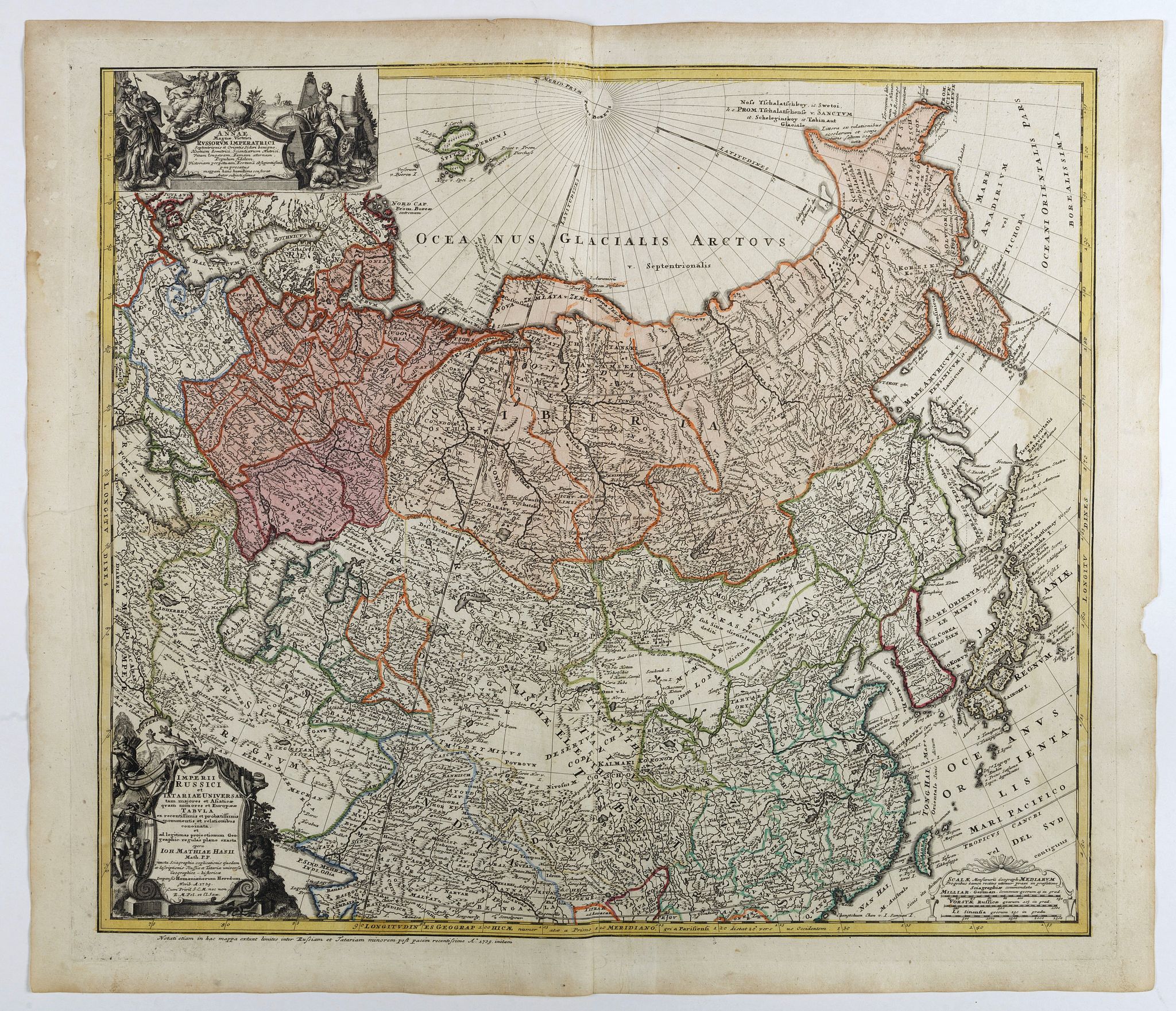 HOMANN, J.B., Imperii Russici et Tatariae Universae tam majoris et Asiaticae quam minoris et Europae Tabula., antique map, old maps